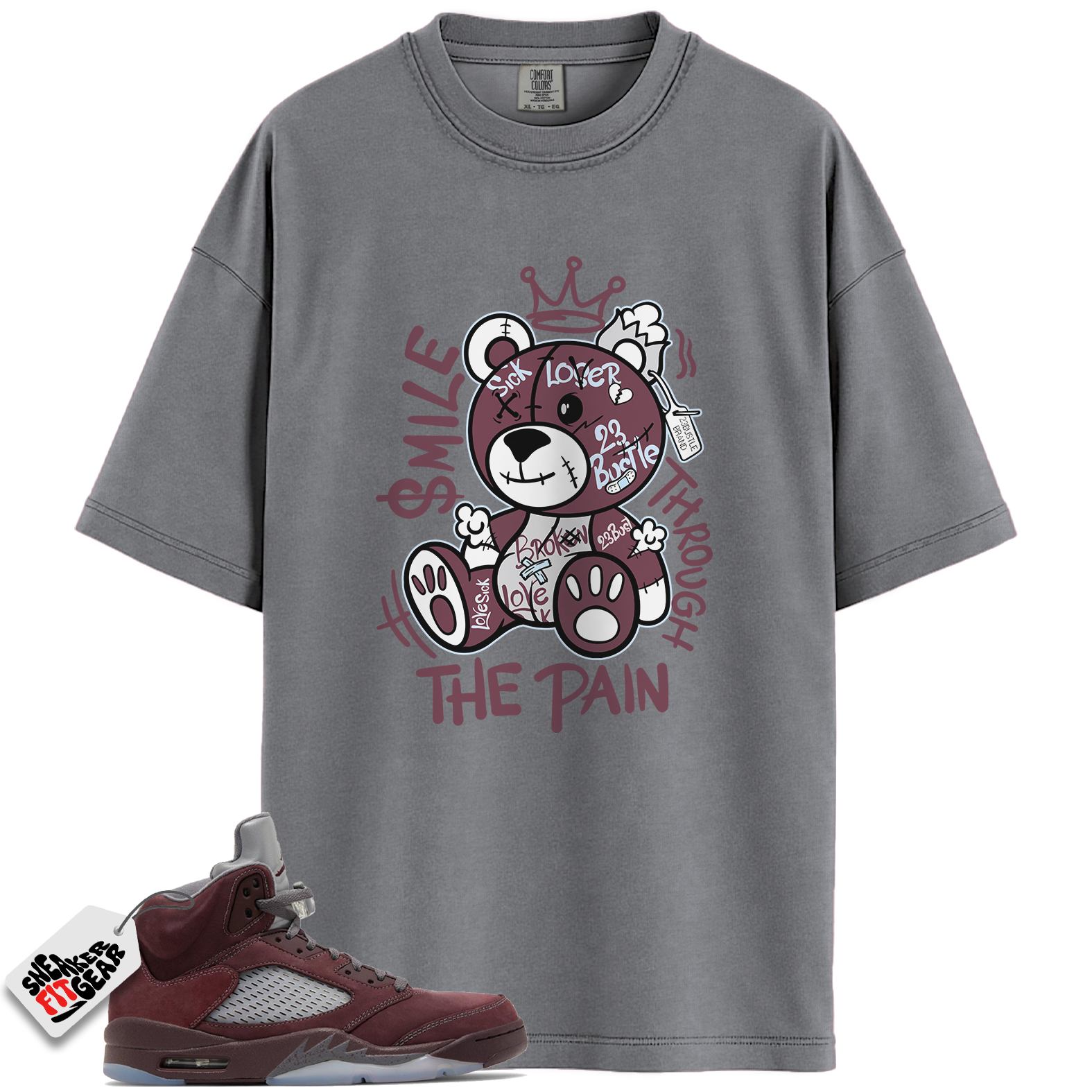 Jordan 5 Retro SE Burgundy Match Shirts, Smile Through The Pain Shirts To Match Jordan 5 Retro SE Burgundy