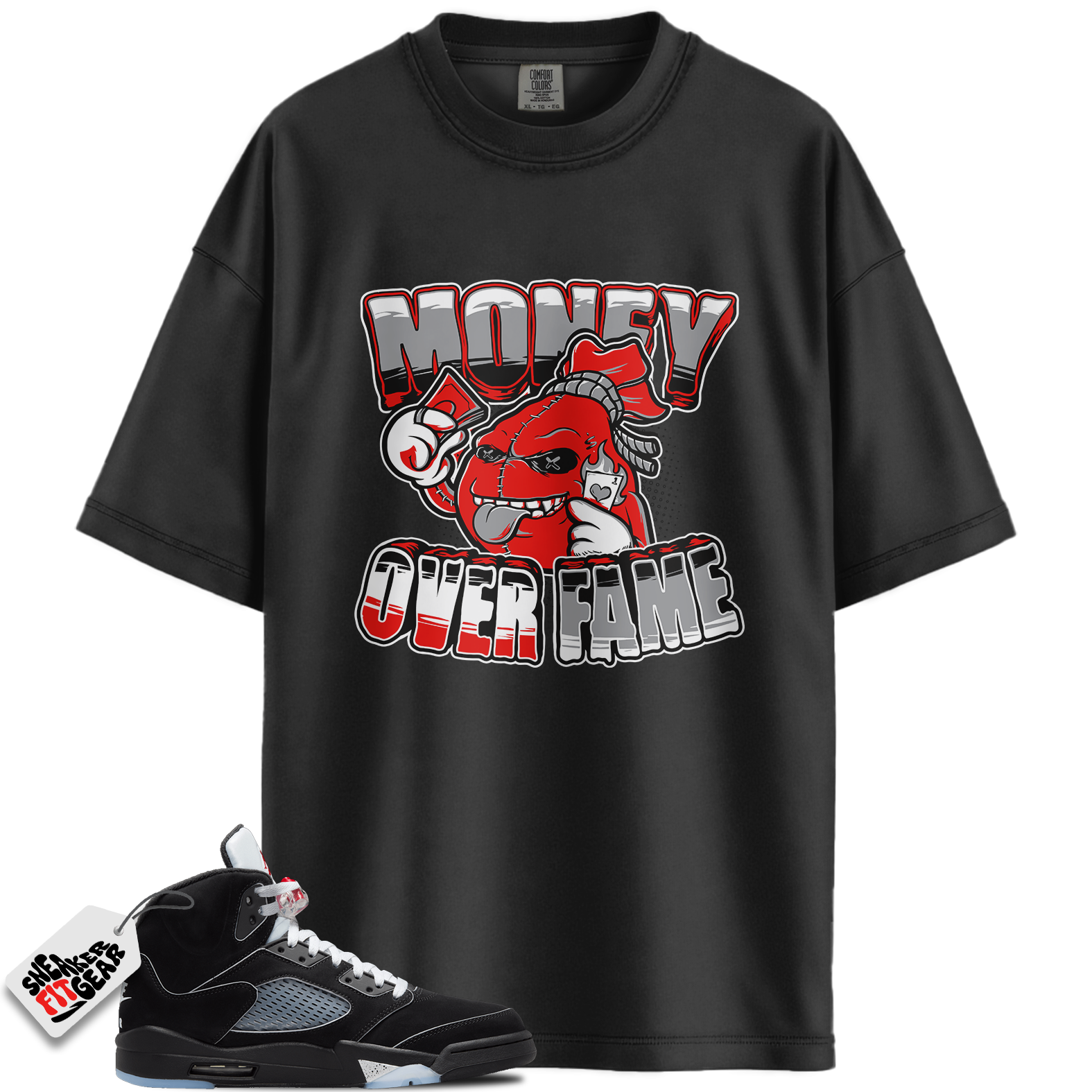 Jordan 5 Retro OG Black Metallic Reimagined Match Shirts, Money Over Fame Shirts To Match Jordan 5 Retro OG Black Metallic Reimagined Main image