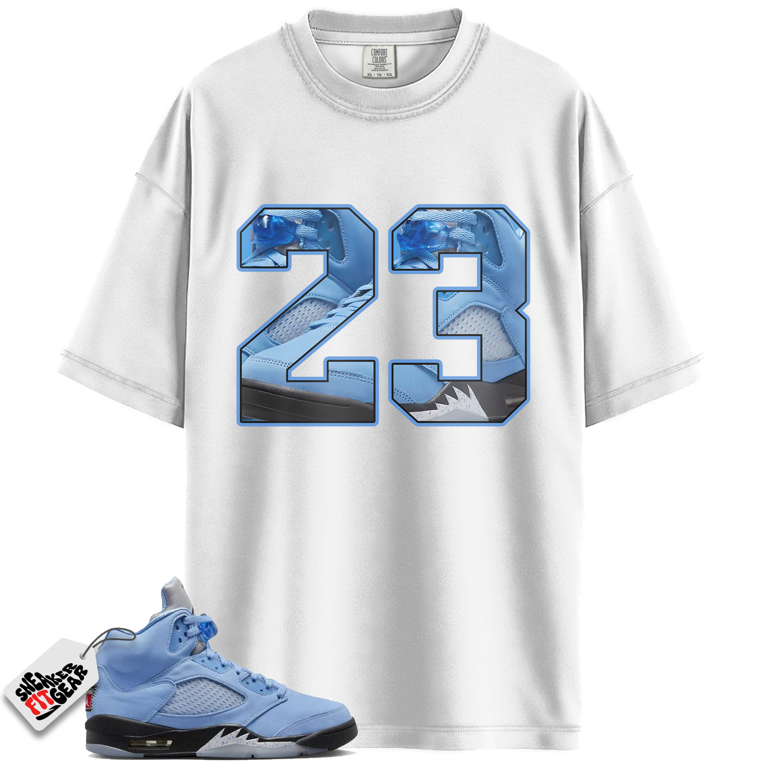 Jordan 5 Retro UNC University Blue Match Shirts, Number 23 CM5 Unisex Shirt Shirts To Match Jordan 5 Retro UNC University Blue