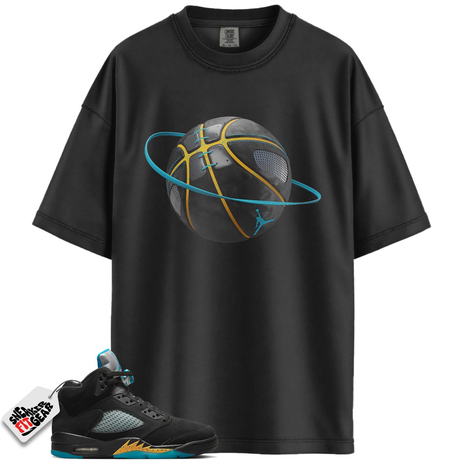 Jordan 5 Retro Aqua Match Shirts, Basketball Planet Unisex Short Sleeve Sneaker Tee Shirts To Match Jordan 5 Retro Aqua Main image