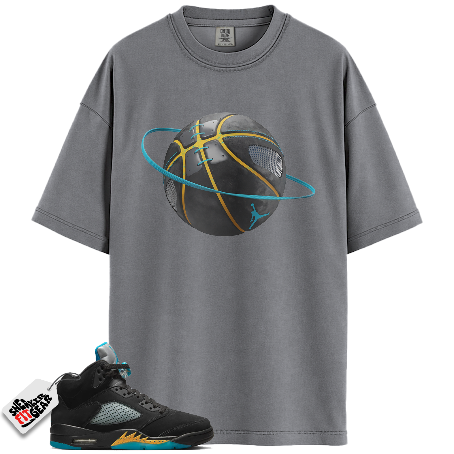 Jordan 5 Retro Aqua Match Shirts, Basketball Planet Unisex Short Sleeve Sneaker Tee Shirts To Match Jordan 5 Retro Aqua