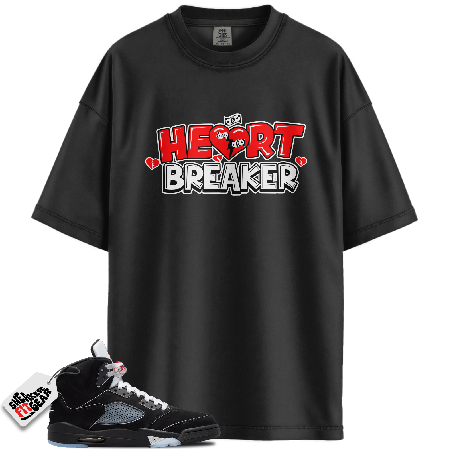 Jordan 5 Retro OG Black Metallic Reimagined Match Shirts, Heart Breaker Red Shirts To Match Jordan 5 Retro OG Black Metallic Reimagined