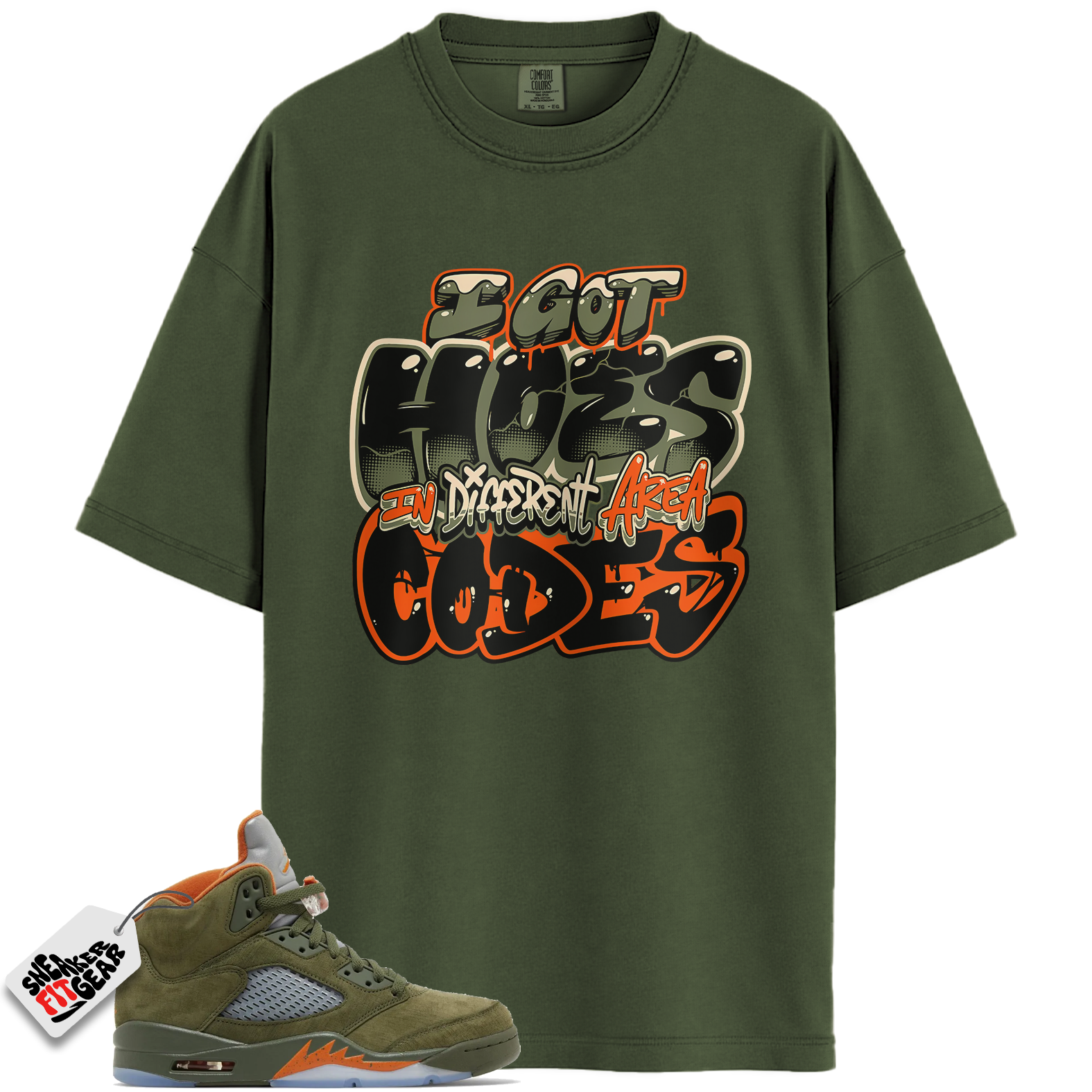 Jordan 5 Retro Olive Match Shirts, CELADON AREA CODES Shirts To Match Jordan 5 Retro Olive Main image