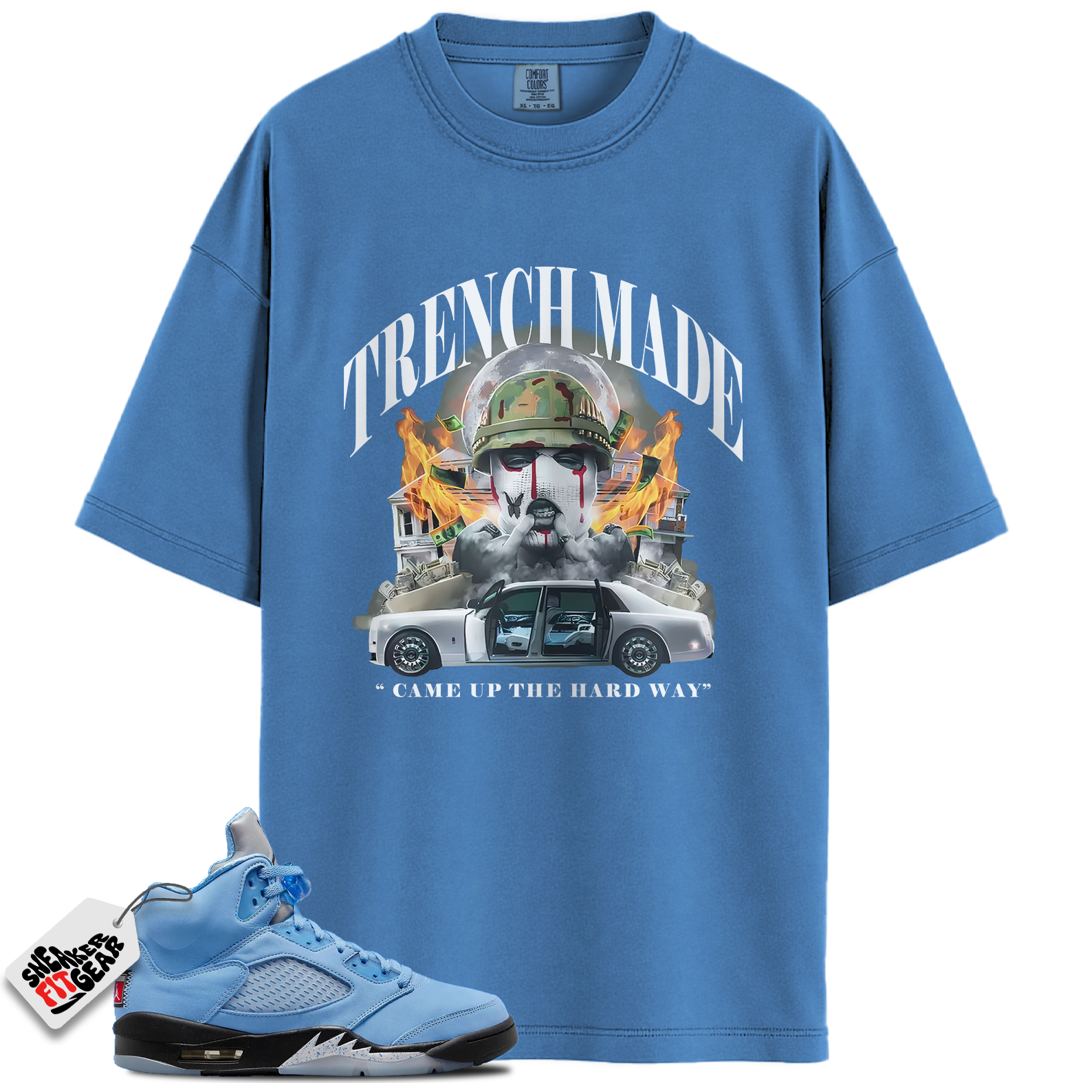 Jordan 5 Retro UNC University Blue Match Shirts, TRENCH MADE Shirts To Match Jordan 5 Retro UNC University Blue
