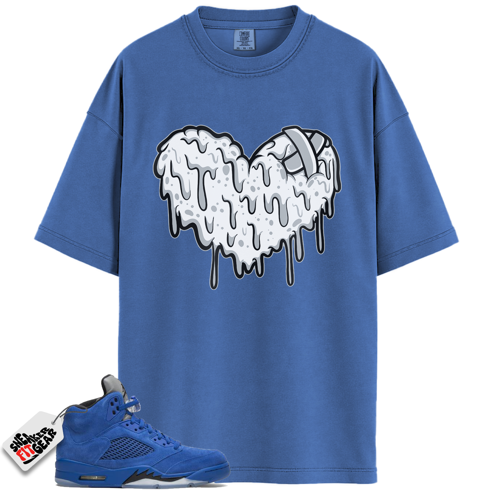 Jordan 5 Retro Blue Suede Match Shirts, Heart X Shirts To Match Jordan 5 Retro Blue Suede