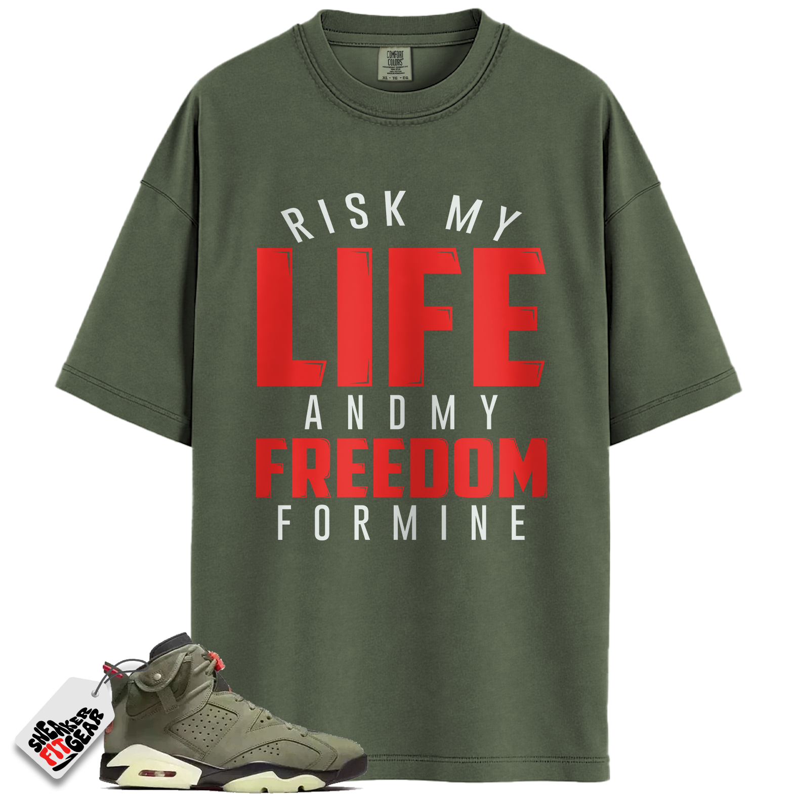 Jordan 6 Travis Scott Olive Match Shirts, My Life Tee To Match Jordan 6 Travis Scott Olive