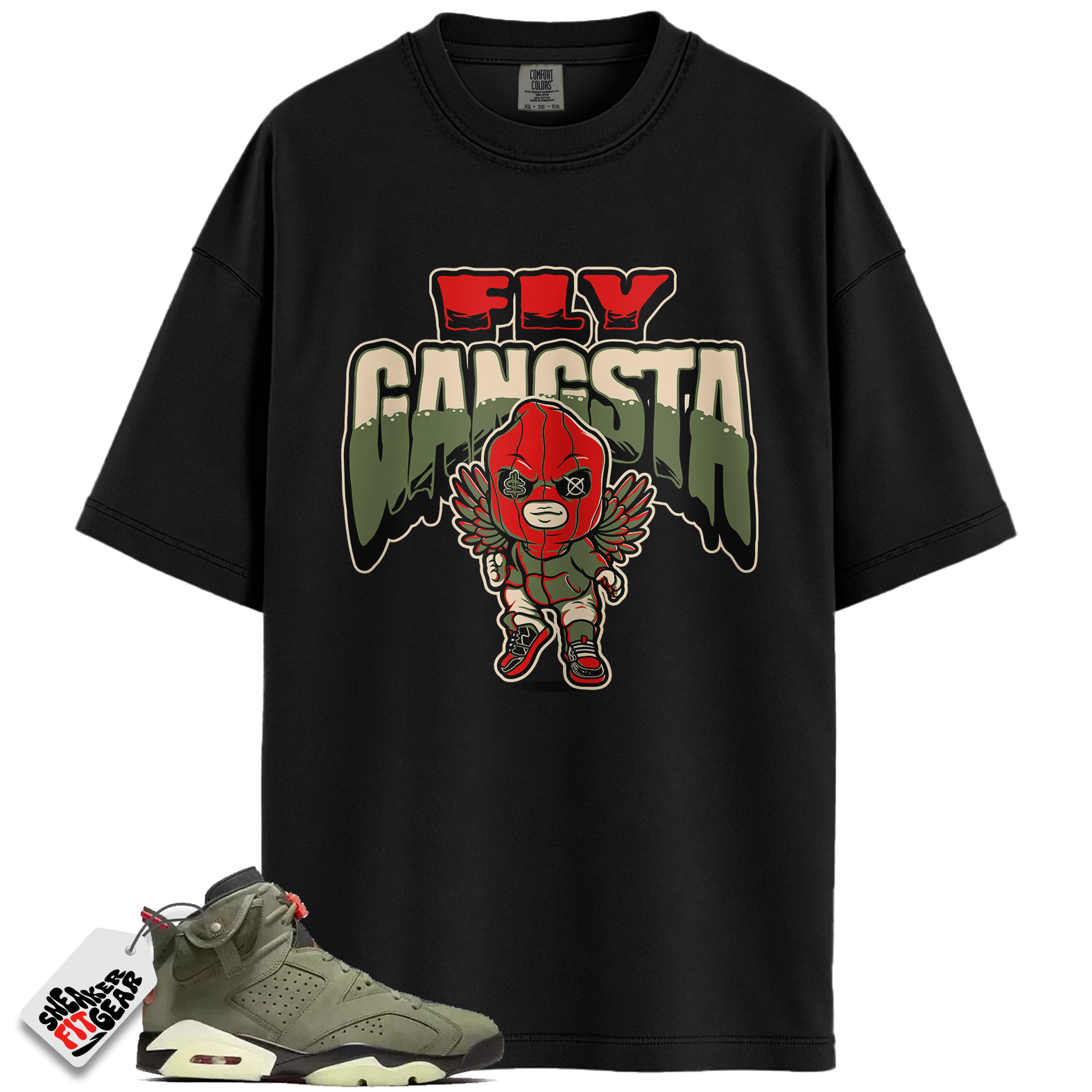 Jordan 6 Travis Scott Olive Match Shirts, OLIVE FLY GANGSTA Shirt To Match Jordan 6 Travis Scott Olive Main image