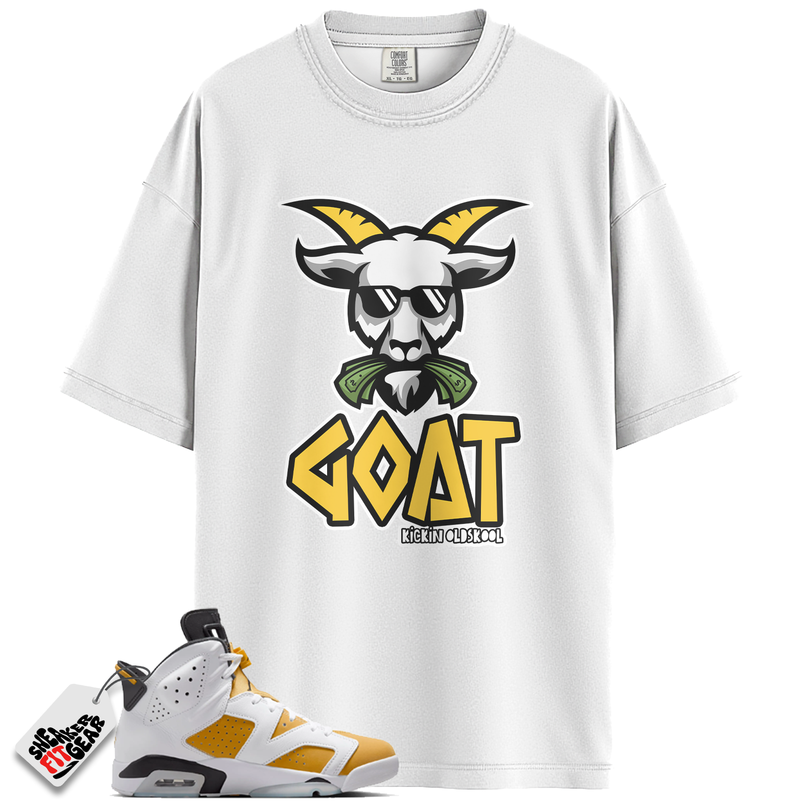 Jordan 6 Retro Yellow Ochre Match Shirts,  GOAT Money Graphic Sneaker Tee To Match Jordan 6 Retro Yellow Ochre Main image