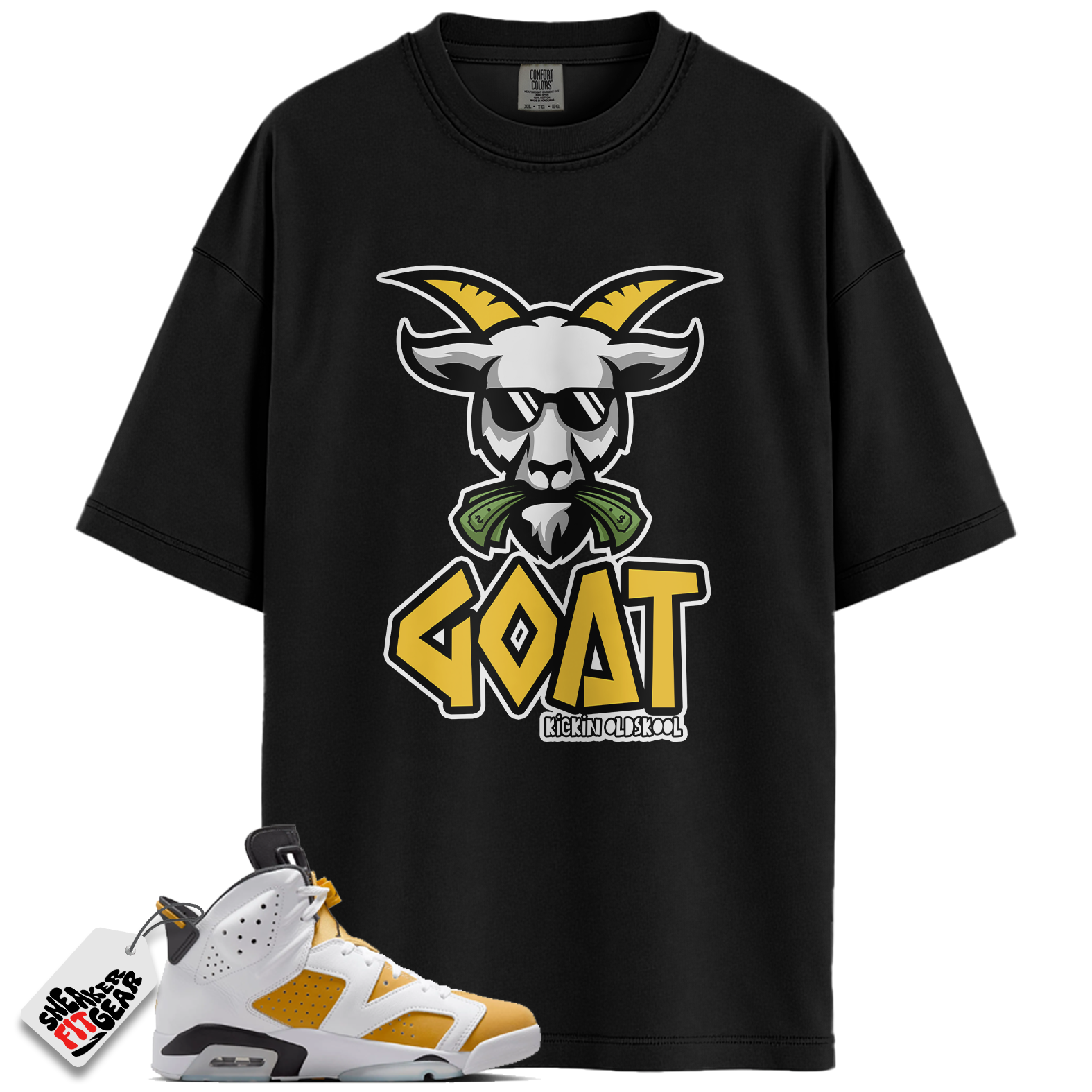 Jordan 6 Retro Yellow Ochre Match Shirts,  GOAT Money Graphic Sneaker Tee To Match Jordan 6 Retro Yellow Ochre Main image