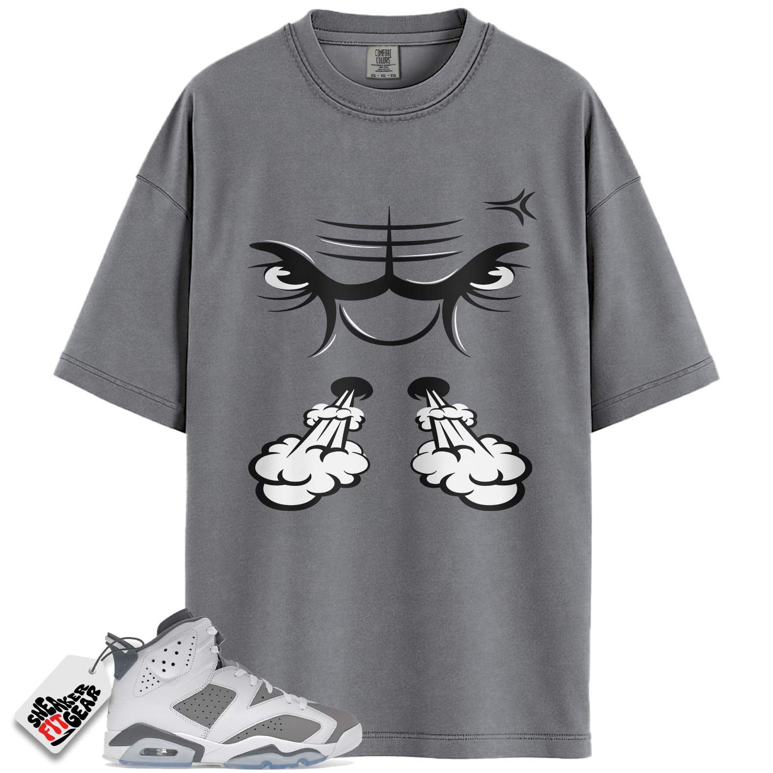 Jordan 6 Retro Cool Grey Match Shirts, Raging Face Tees To Match Jordan 6 Retro Cool Grey