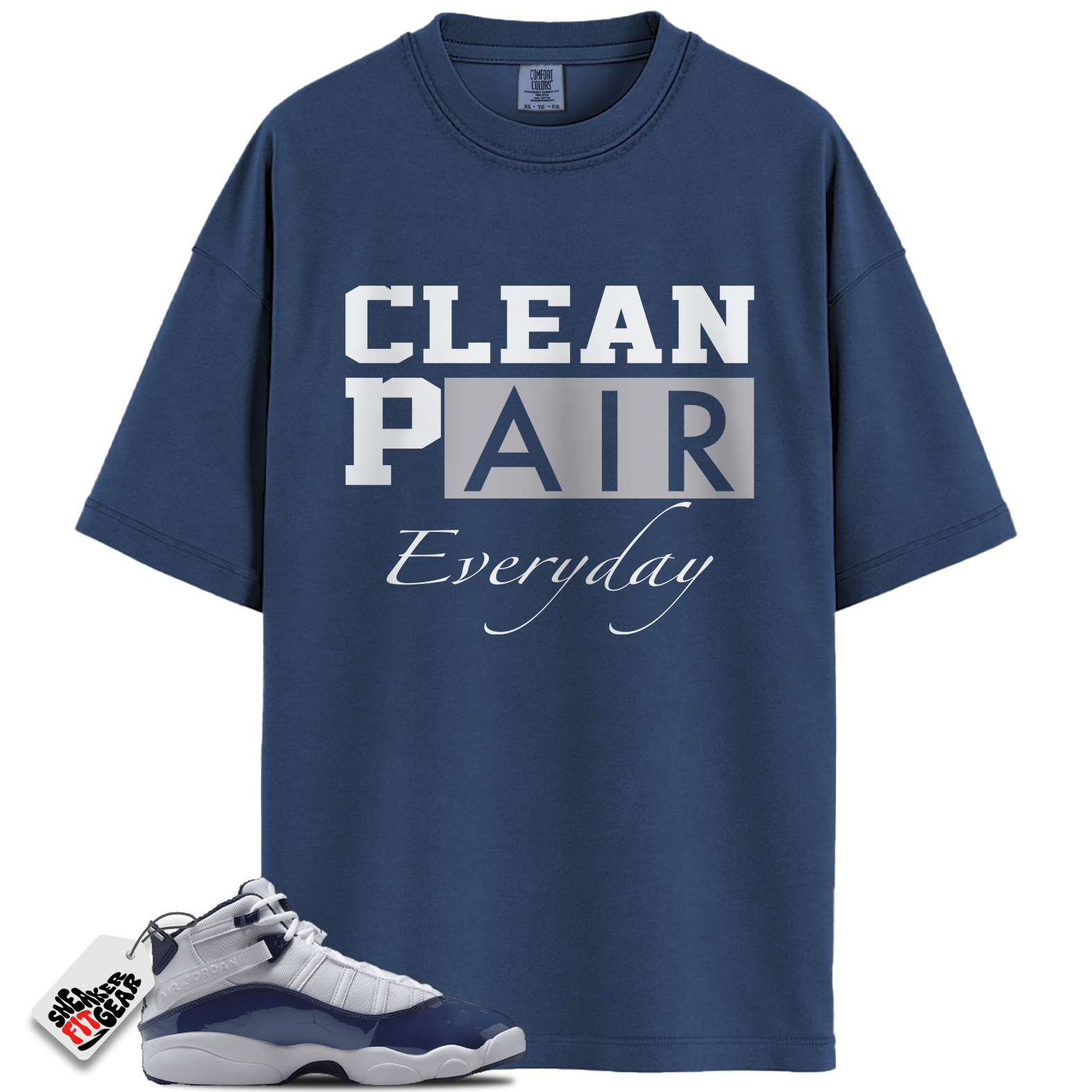 Jordan 6 Rings White Midnight Navy Match Shirts, Clean Pair Sneaker Tees To Match Jordan 6 Rings White Midnight Navy