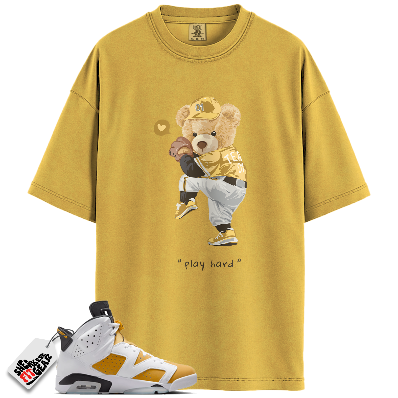 Jordan 6 Retro Yellow Ochre Match Shirts, Play Hard Tee To Match Jordan 6 Retro Yellow Ochre Main image