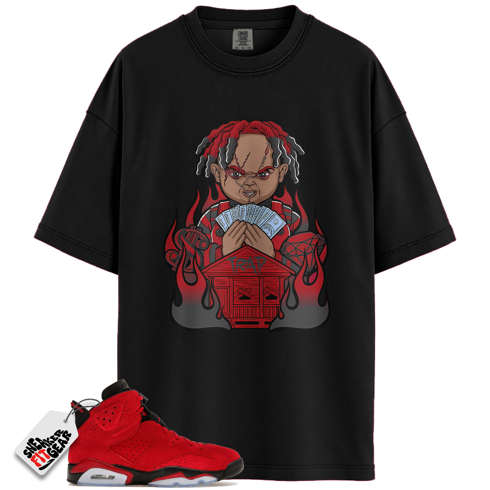 Jordan 6 Retro Toro Bravo Match Shirts, “Trap Chucky” Tee To Match Jordan 6 Retro Toro Bravo