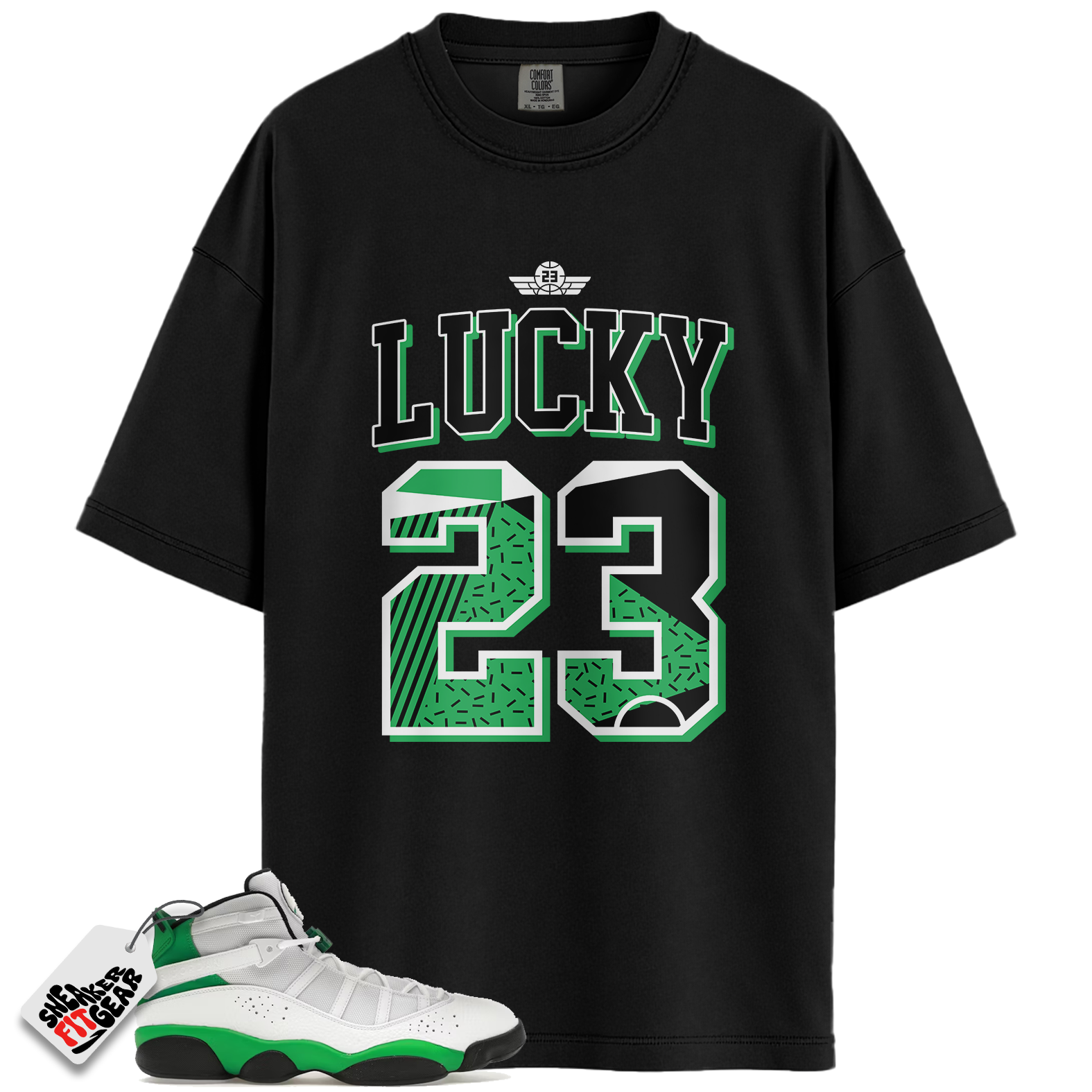 Jordan 6 Rings Lucky Green Match Shirts, Lucky 23 Shirt To Match Jordan 6 Rings Lucky Green Main image