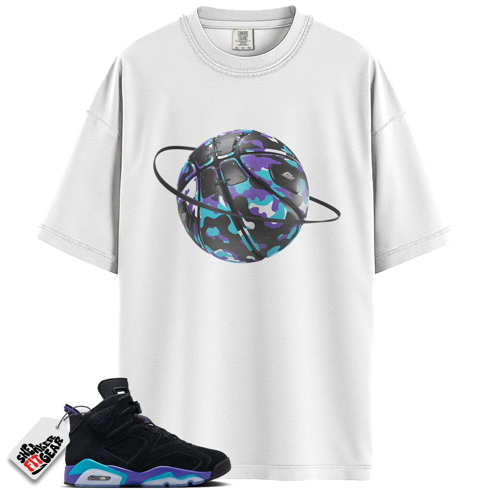 Jordan 6 Retro Aqua Match Shirts, Camo Basketball Planet Unisex Tee To Match Jordan 6 Retro Aqua