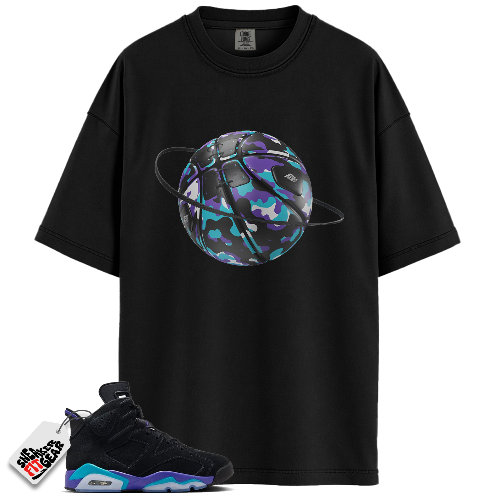 Jordan 6 Retro Aqua Match Shirts, Camo Basketball Planet Unisex Tee To Match Jordan 6 Retro Aqua