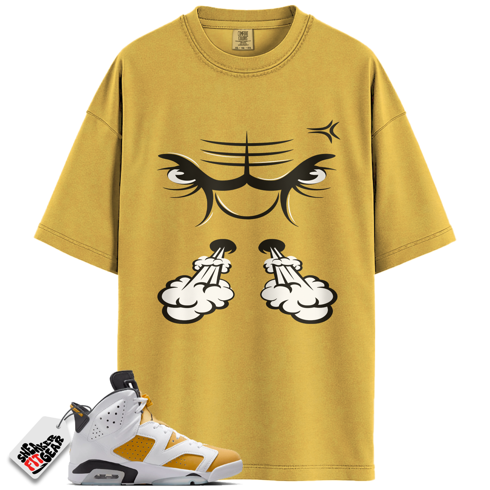Jordan 6 Retro Yellow Ochre Match Shirts, Raging Face Sneaker Tee To Match Jordan 6 Retro Yellow Ochre