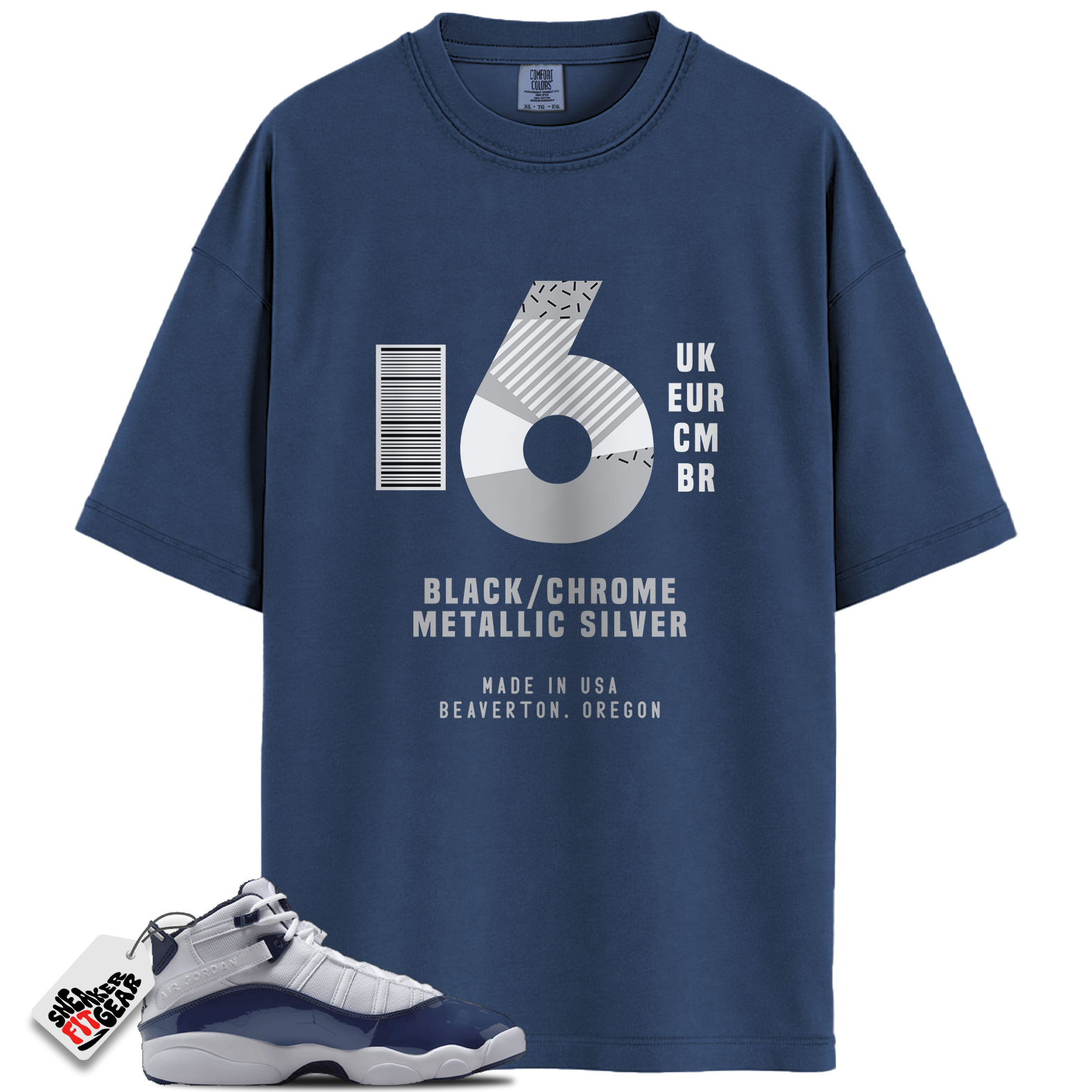 Jordan 6 Rings White Midnight Navy Match Shirts, Box Label Shirt To Match Jordan 6 Rings White Midnight Navy