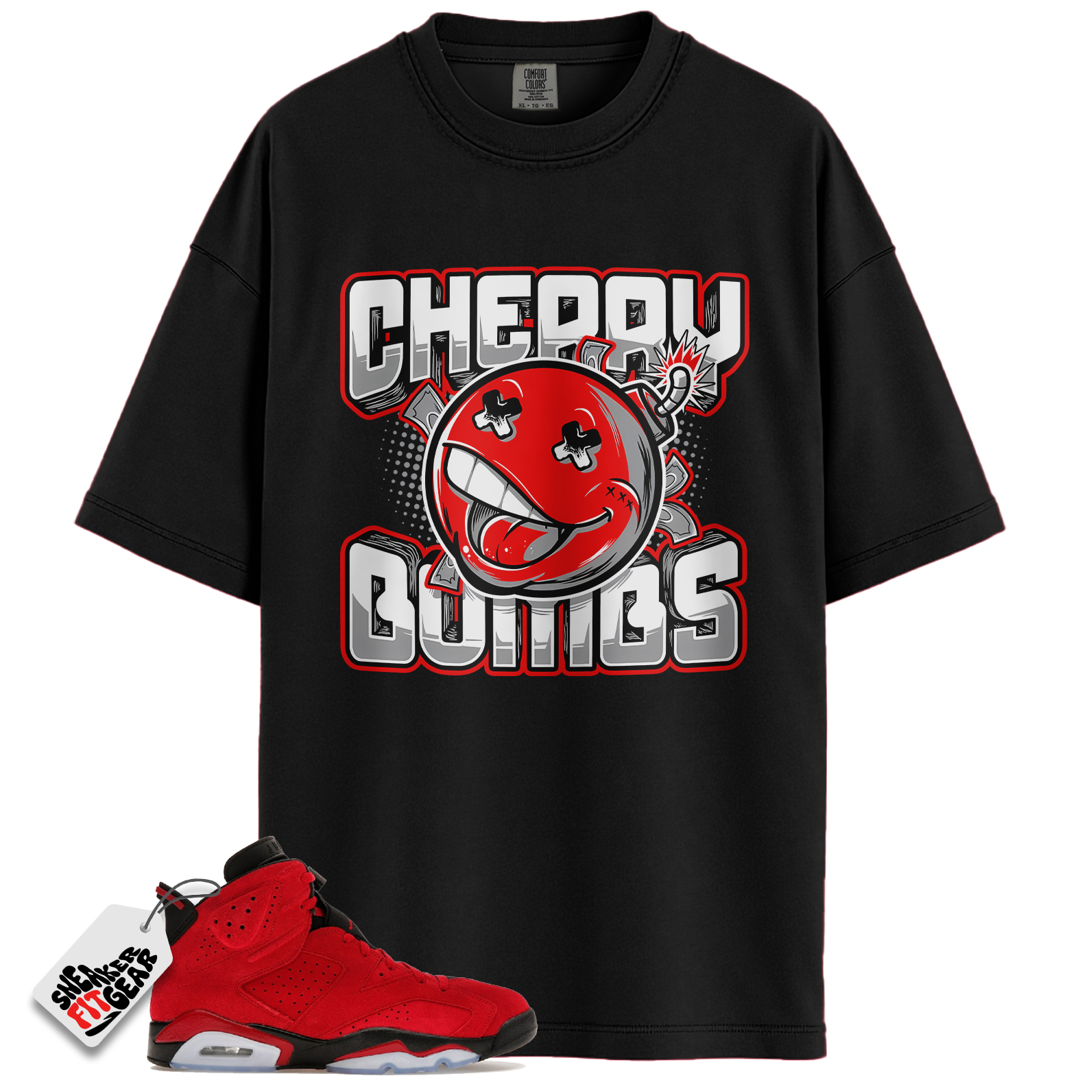 Jordan 6 Retro Toro Bravo Match Shirts, RED CHERRY BOMBS To Match Jordan 6 Retro Toro Bravo