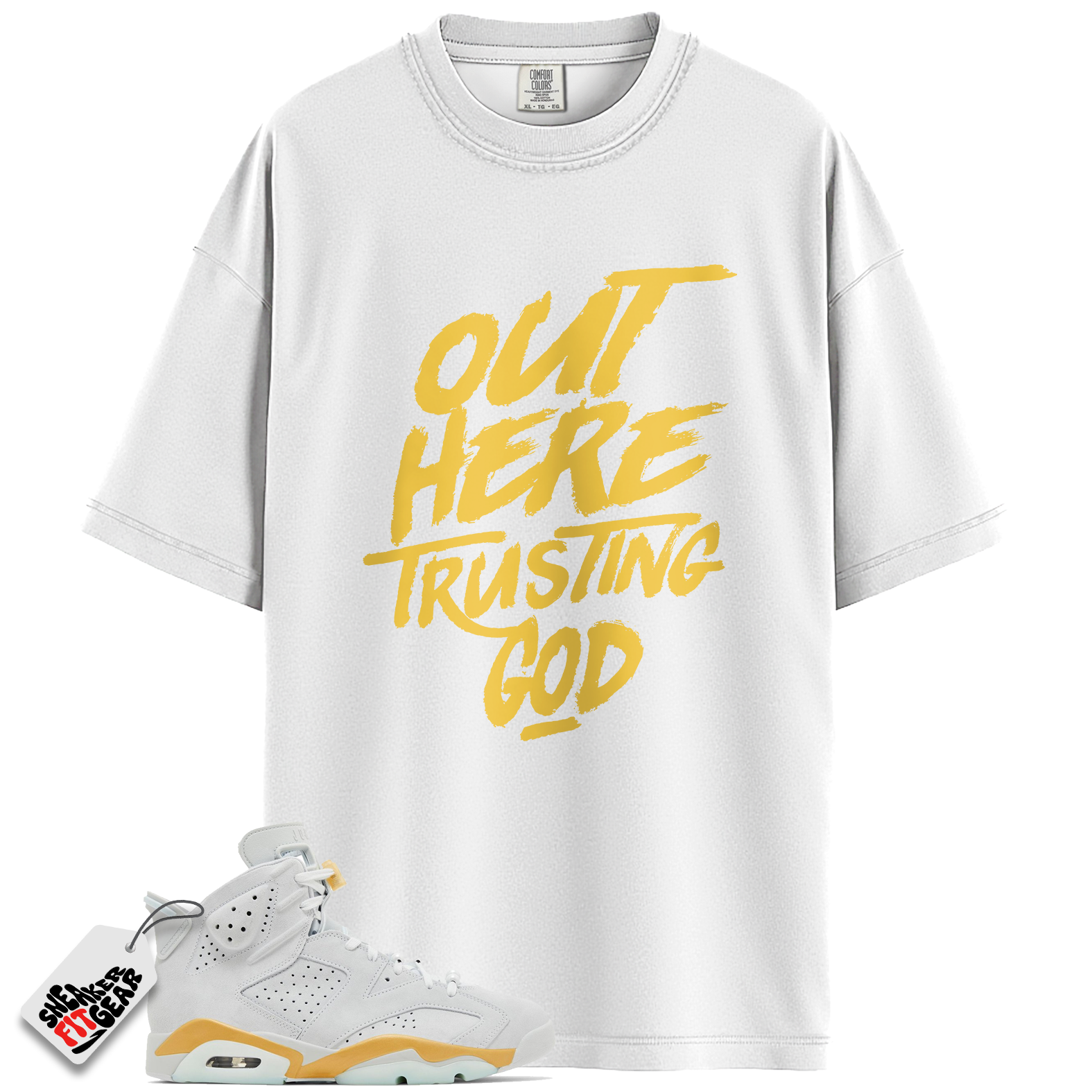 Women's Jordan 6 Retro Craft Pearl Match Shirts, Out Here Trusting God T-Shirt To Match Women's Jordan 6 Retro Craft Pearl Main image