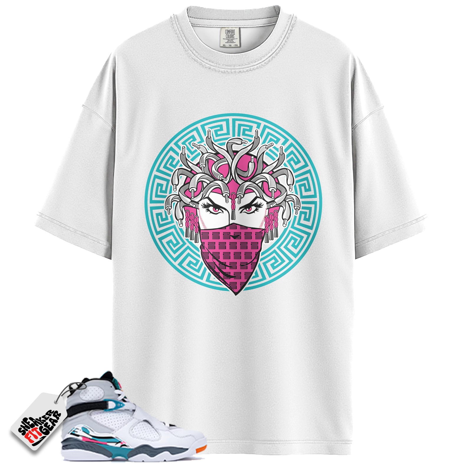 Jordan 8 Retro South Beach Match Shirts, Medusa 8 White Tee To Match Jordan 8 Retro South Beach Main image