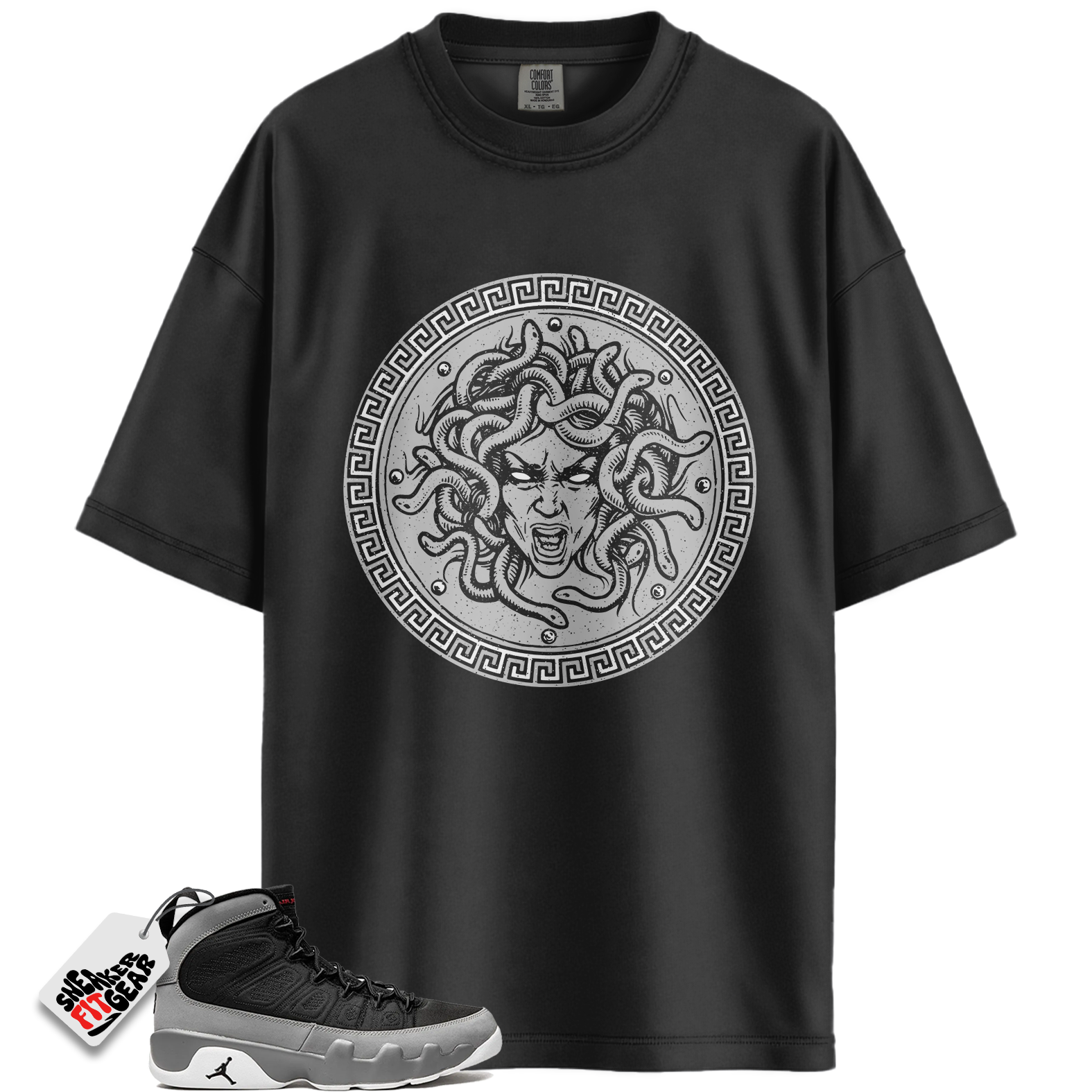 Jordan 9 Retro Particle Grey Match Shirts, Medusa T-Shirt To Match Jordan 9 Retro Particle Grey Main image