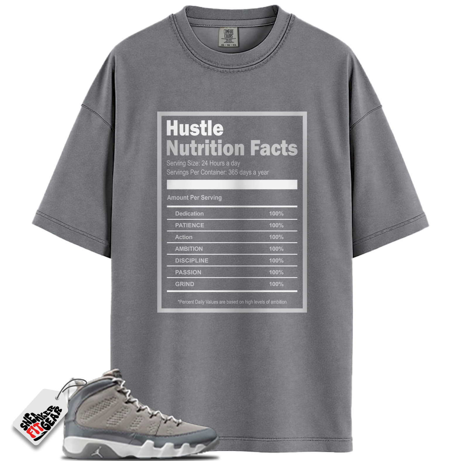Jordan 9 Retro Cool Grey (2025) Match Shirts, Hustle Facts Motivational Graphic Shirt To Match Jordan 9 Retro Cool Grey (2025) Main image