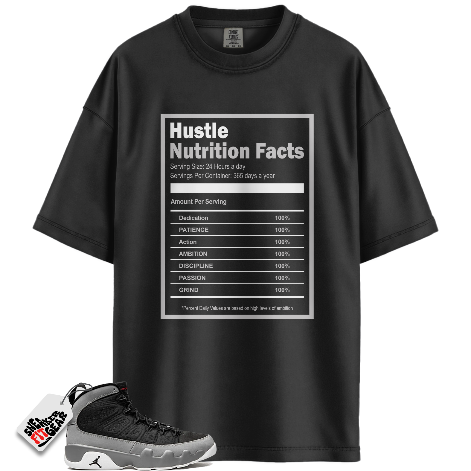 Jordan 9 Retro Particle Grey Match Shirts, Hustle Facts Motivational Graphic Shirt To Match Jordan 9 Retro Particle Grey
