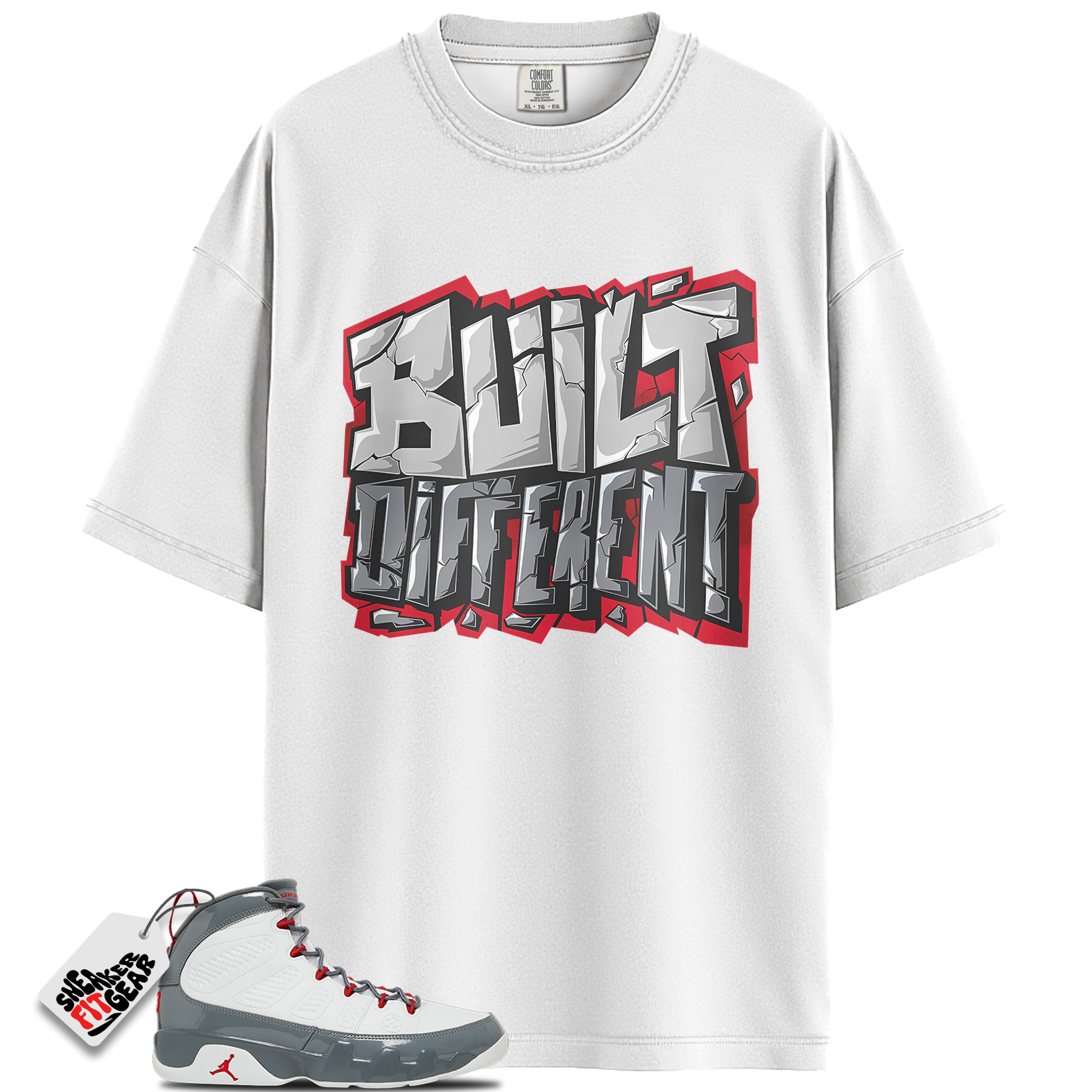 Jordan 9 Retro Fire Red Match Shirts, Built Different Unisex Shirt To Match Jordan 9 Retro Fire Red Main image