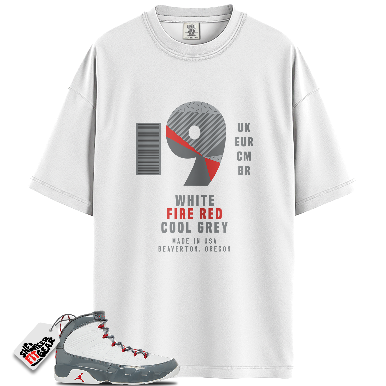 Jordan 9 Retro Fire Red Match Shirts, Box Label Shirt To Match Jordan 9 Retro Fire Red Main image