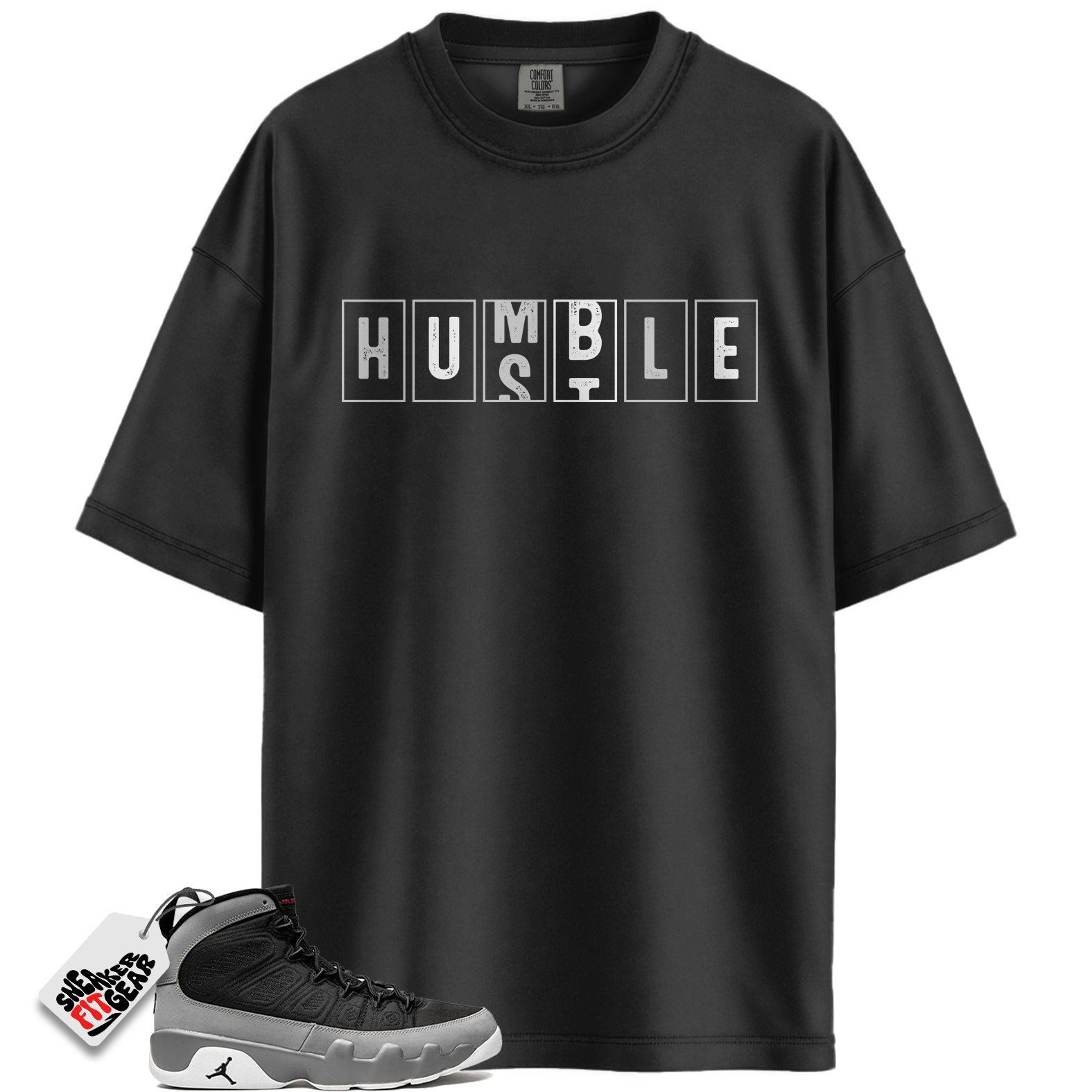 Jordan 9 Retro Particle Grey Match Shirts, Hustle Humble T-Shirt  To Match Jordan 9 Retro Particle Grey