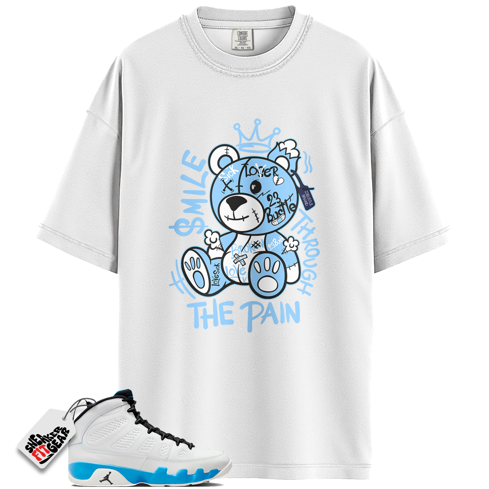Jordan 9 Retro Powder Blue Match Shirts, Smile Through The Pain Shirt To Match Jordan 9 Retro Powder Blue