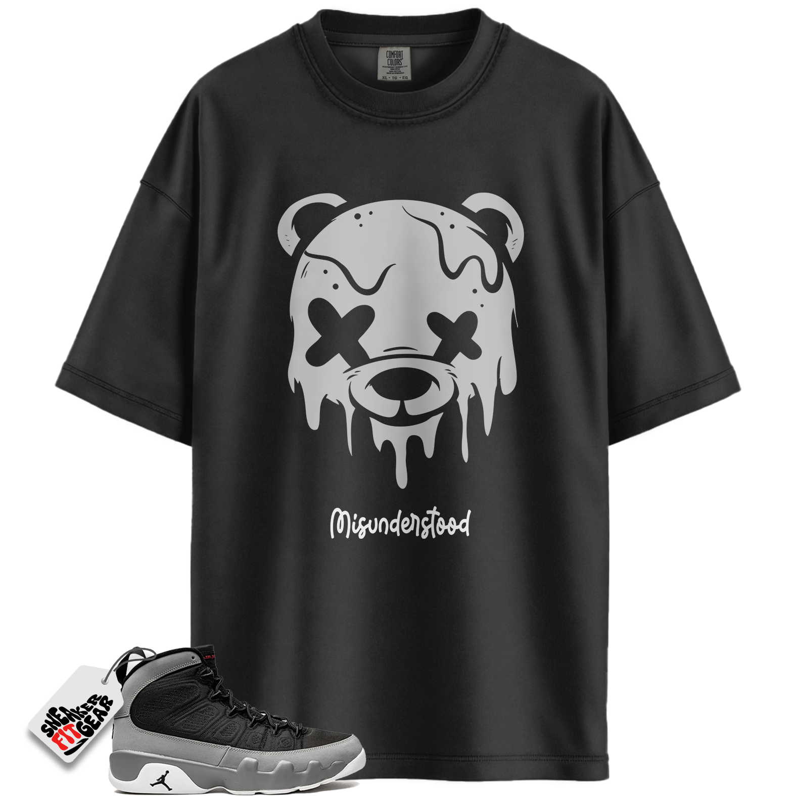 Jordan 9 Retro Particle Grey Match Shirts, Drippy Bear Graphic To Match Jordan 9 Retro Particle Grey Main image
