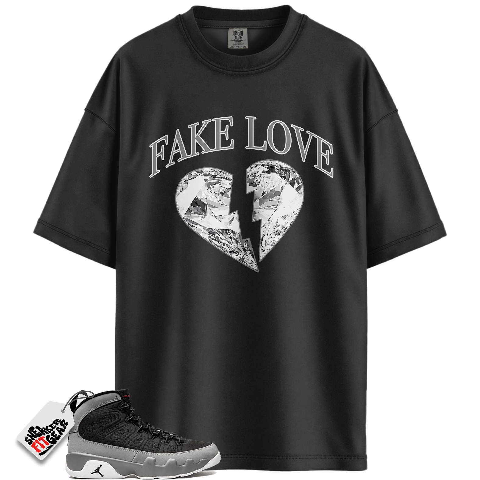 Jordan 9 Retro Particle Grey Match Shirts, Fake Love Best T-shirt To Match Jordan 9 Retro Particle Grey