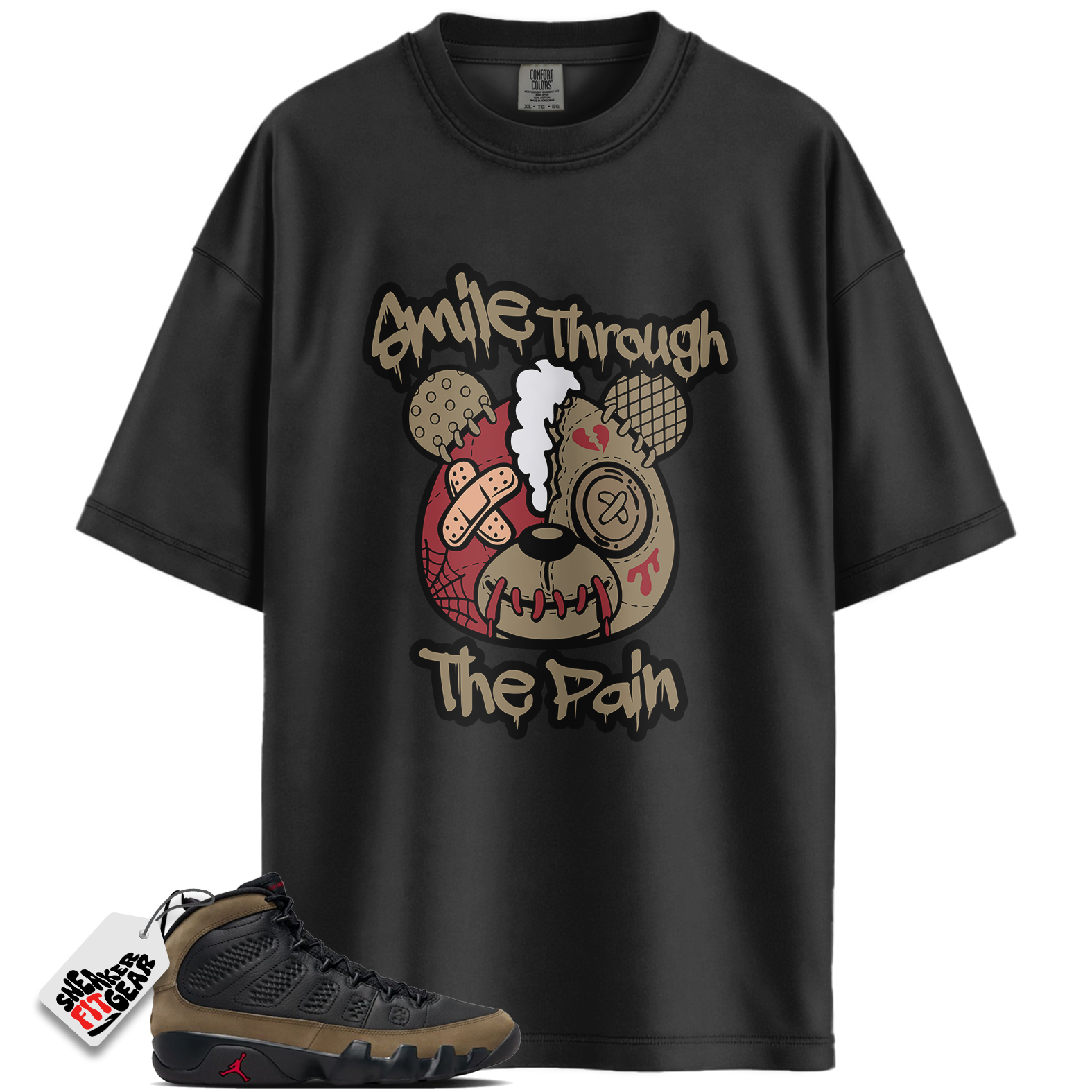 Jordan 9 Retro Olive Match Shirts, Smile Through The Pain Shirt To Match Jordan 9 Retro Olive