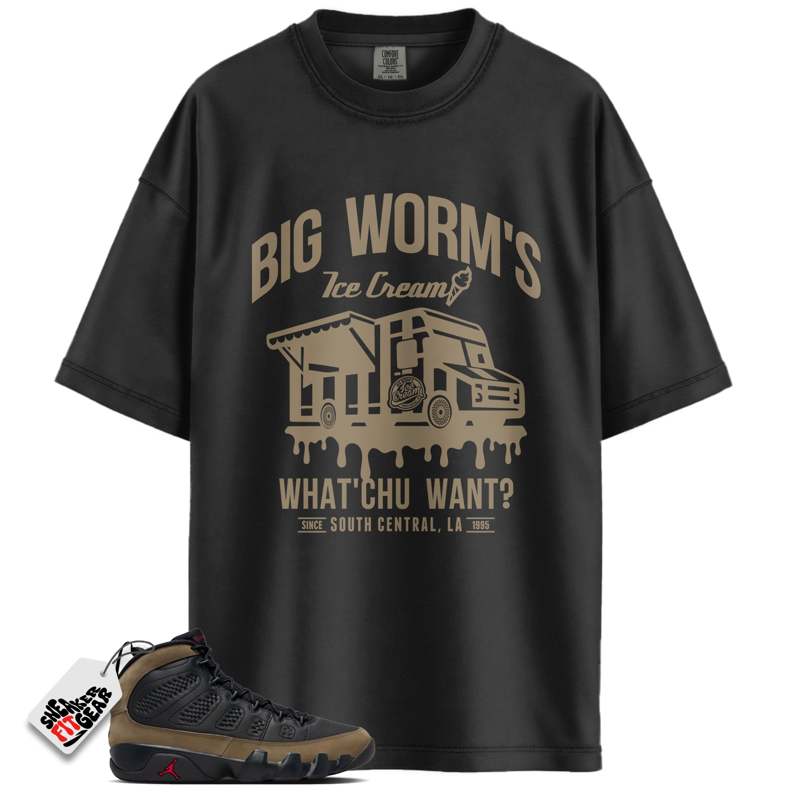 Jordan 9 Retro Olive Match Shirts, BW’s Ice Cream Shop Shirt To Match Jordan 9 Retro Olive