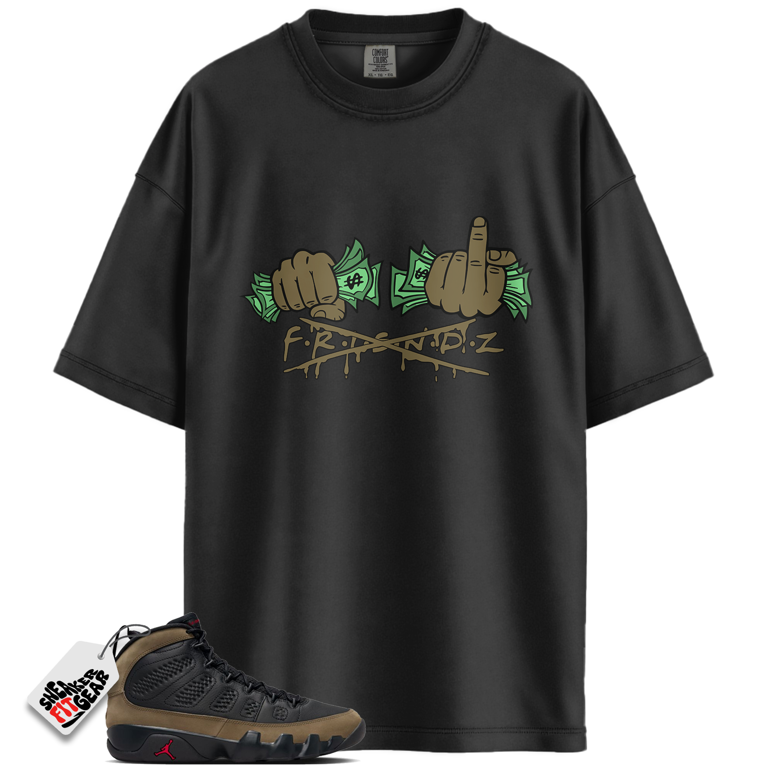 Jordan 9 Retro Olive Match Shirts, FRIENDZ To Match Jordan 9 Retro Olive