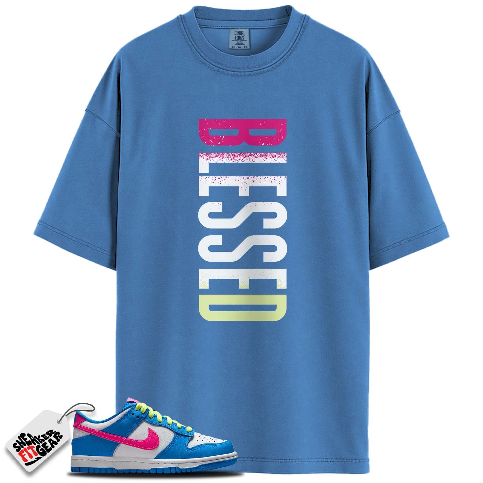 Dunk Low Photo Blue White Light Lemon Twist Hyper Pink Match Shirts, BLESSED To Match Dunk Low Photo Blue White Light Lemon Twist Hyper Pink