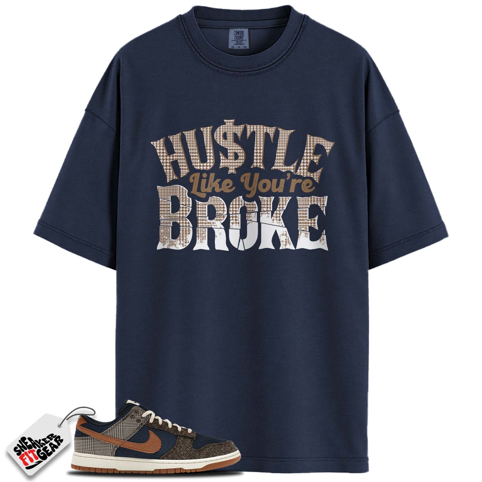 Dunk Low Tweed Midnight Navy Corduroy Match Shirts, HUSTLE BROKE To Match Dunk Low Tweed Midnight Navy Corduroy Main image