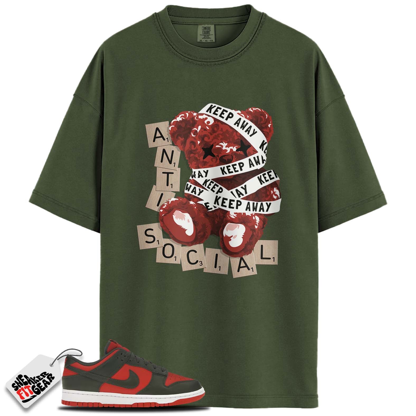 Dunk Low Mystic Red Cargo Khaki Match Shirts, ANTI SOCIAL To Match Dunk Low Mystic Red Cargo Khaki