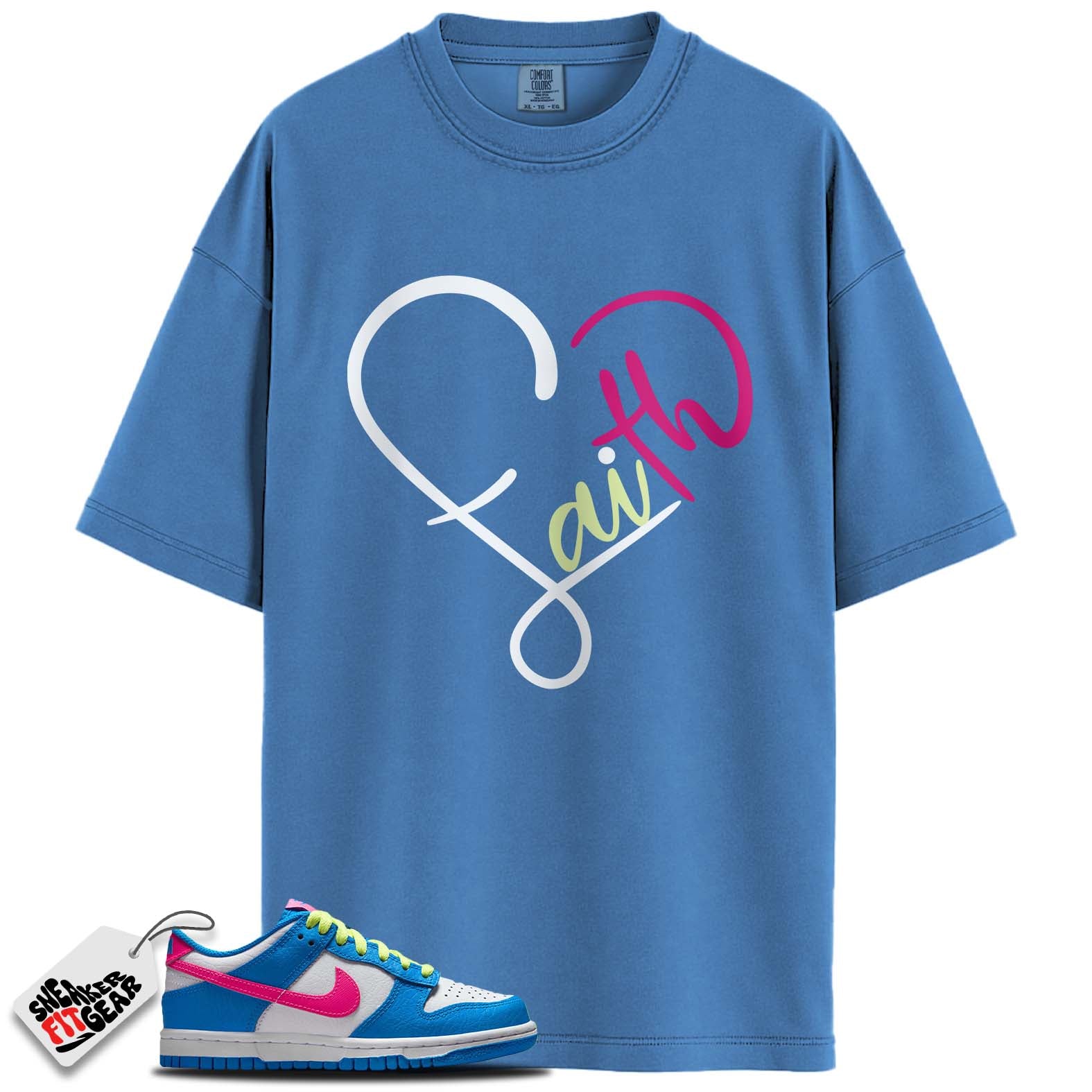 Dunk Low Photo Blue White Light Lemon Twist Hyper Pink Match Shirts, FAITH To Match Dunk Low Photo Blue White Light Lemon Twist Hyper Pink