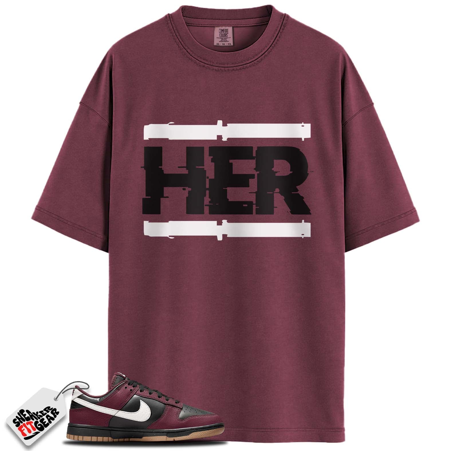 Dunk Low Next Nature Burgundy Crush Black Match Shirts, HER To Match Dunk Low Next Nature Burgundy Crush Black Main image