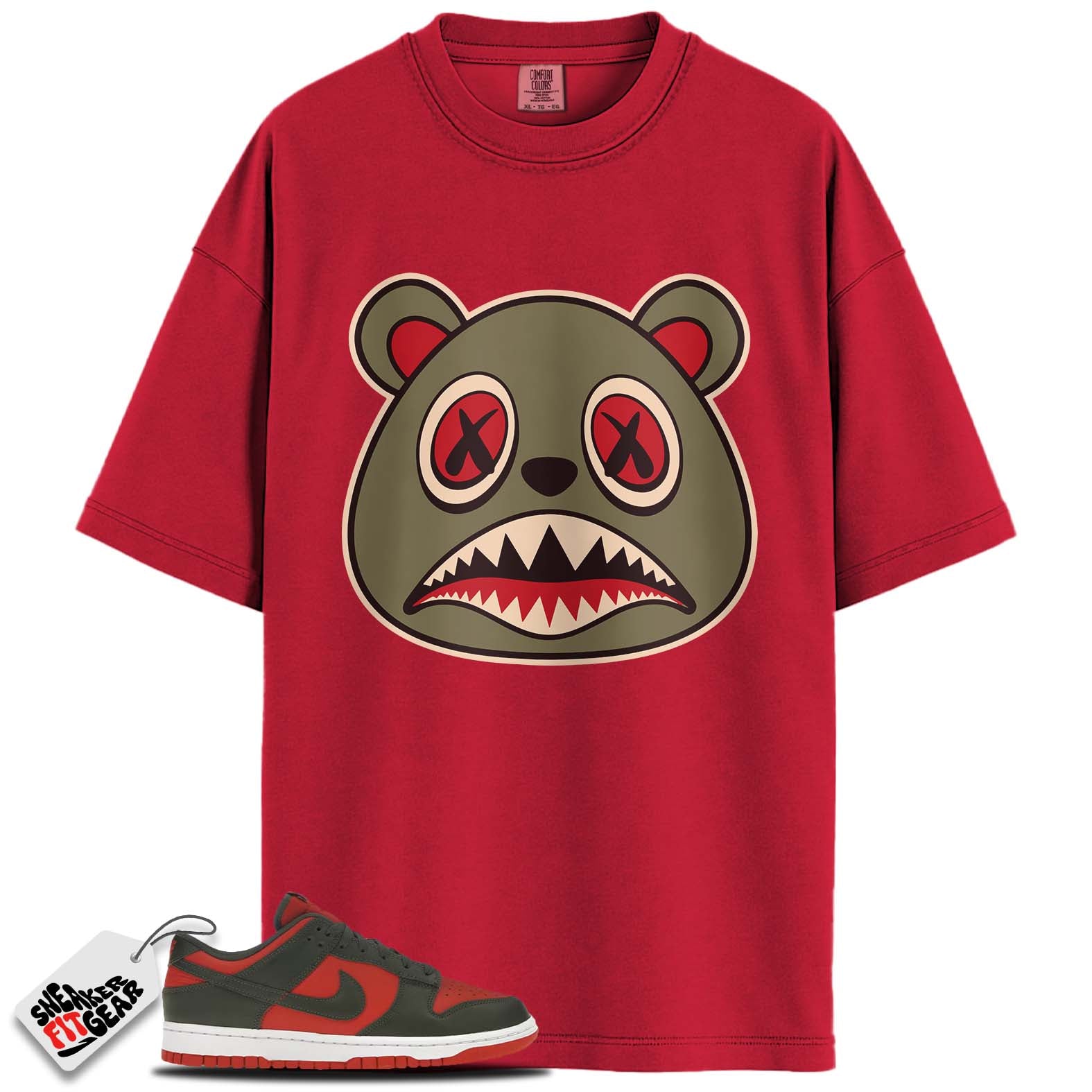 Dunk Low Mystic Red Cargo Khaki Match Shirts, BEAR TALK To Match Dunk Low Mystic Red Cargo Khaki