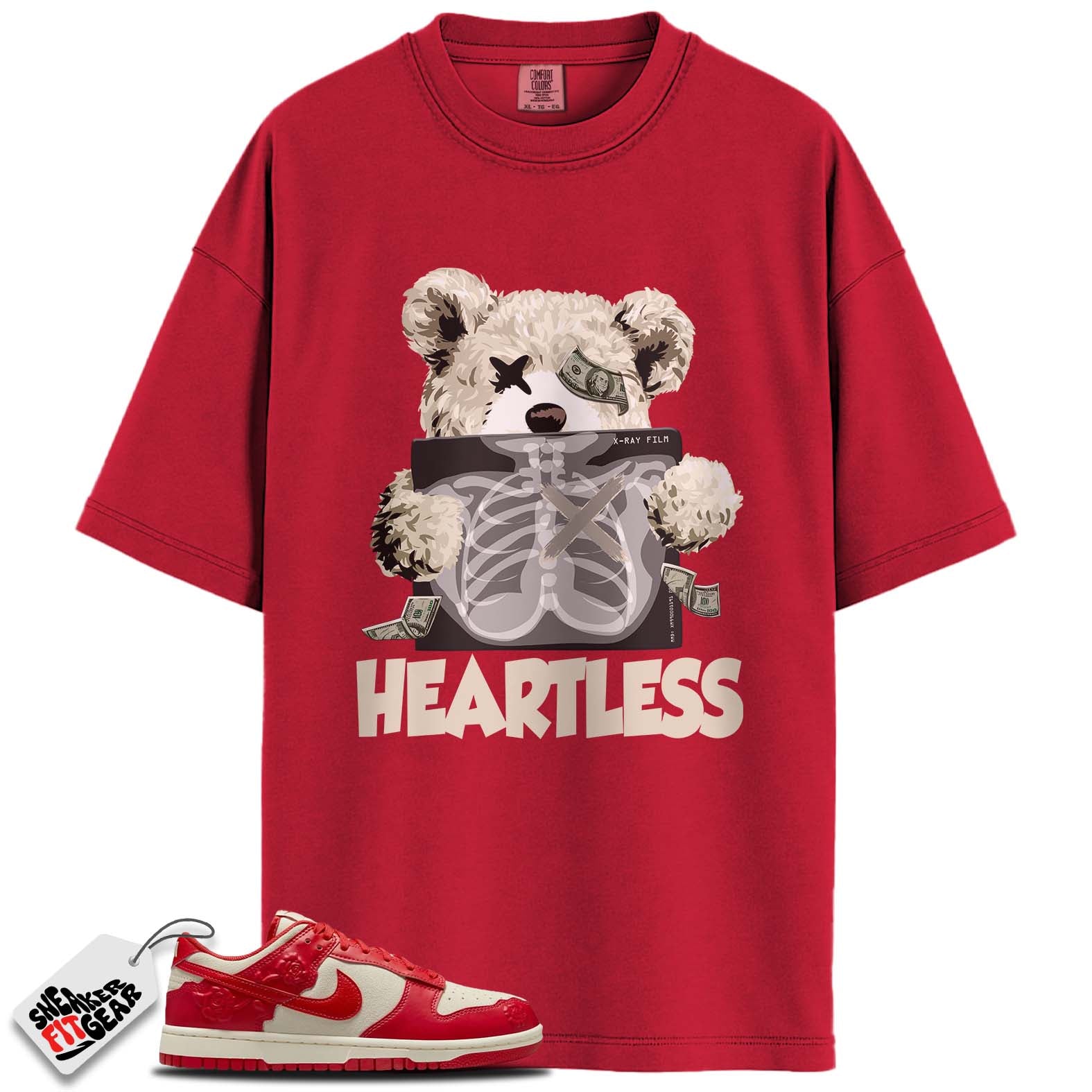 Dunk Low Red Roses Match Shirts, HEARTLESS To Match Dunk Low Red Roses