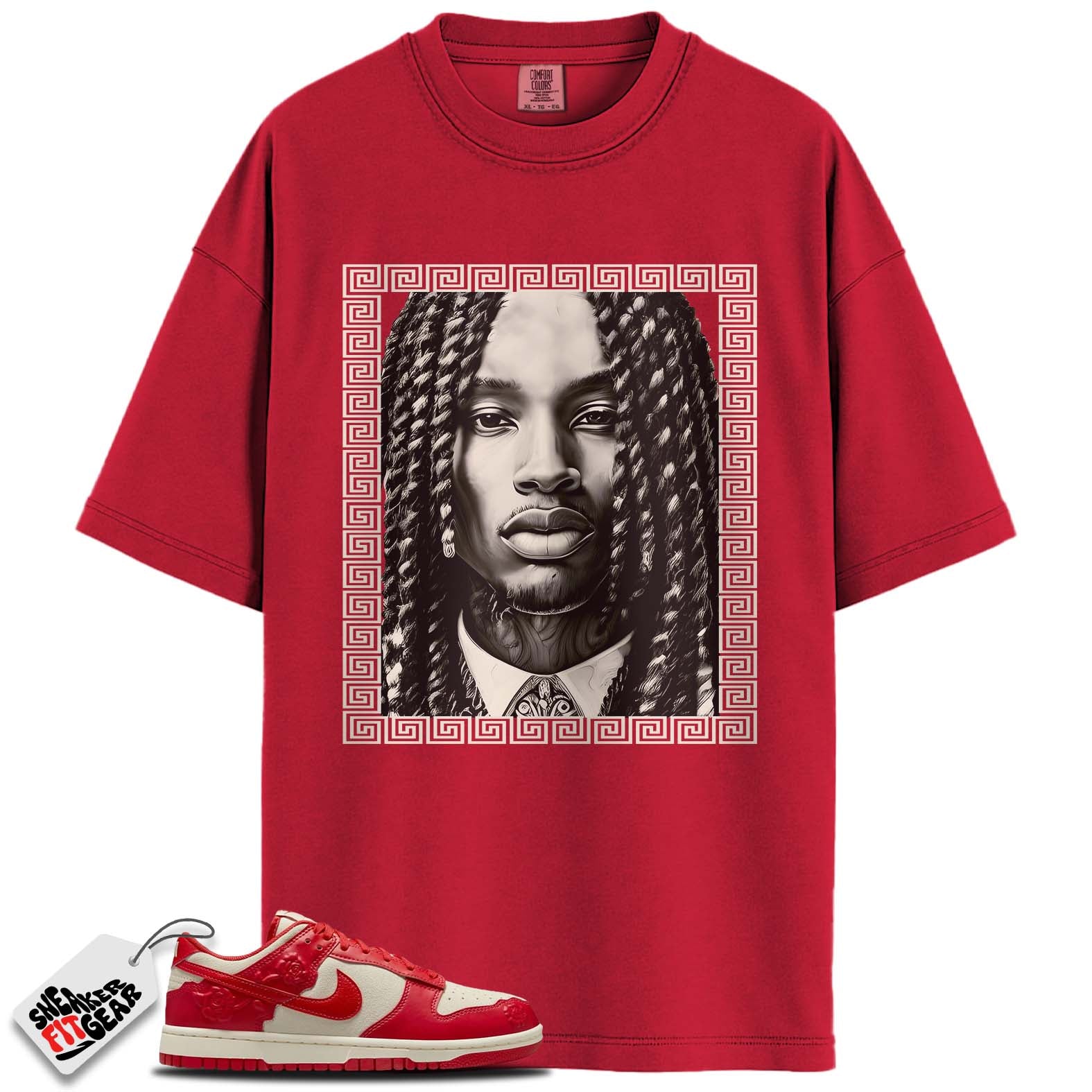 Dunk Low Red Roses Match Shirts, KING VON PORTRAIT To Match Dunk Low Red Roses