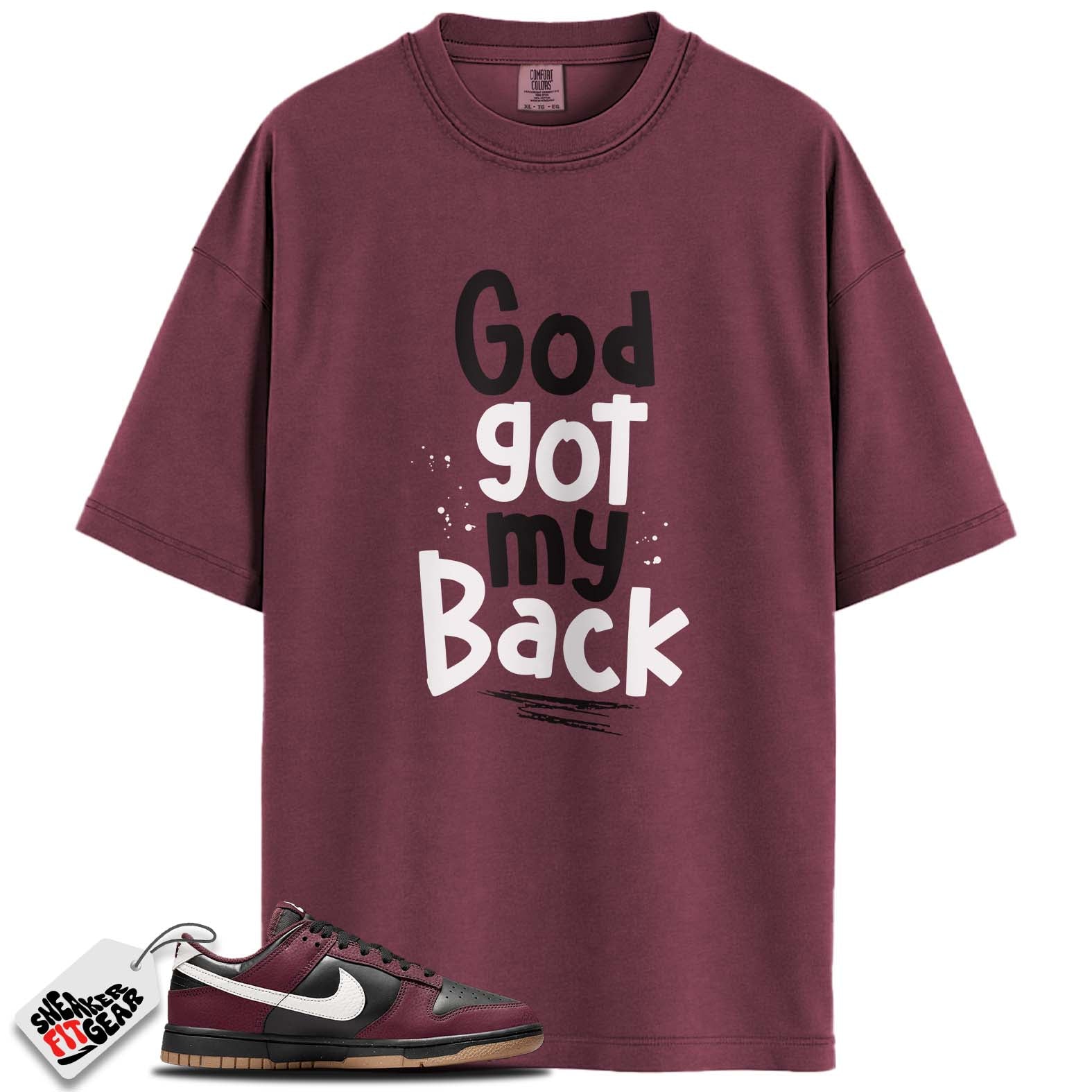 Dunk Low Next Nature Burgundy Crush Black Match Shirts, GOD GOT MY BACK To Match Dunk Low Next Nature Burgundy Crush Black Main image