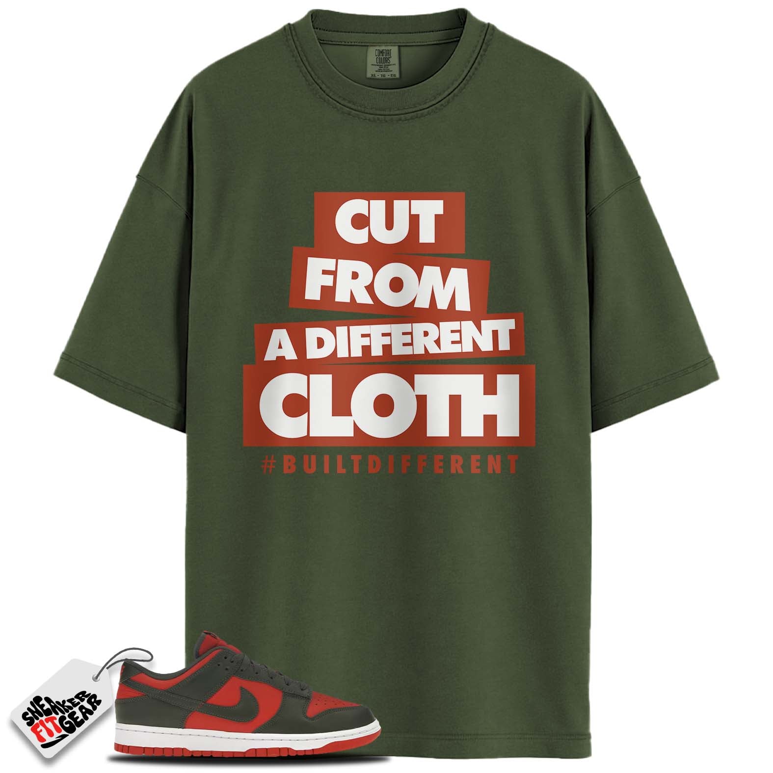Dunk Low Mystic Red Cargo Khaki Match Shirts, #BUILTDIFFERENT To Match Dunk Low Mystic Red Cargo Khaki Main image
