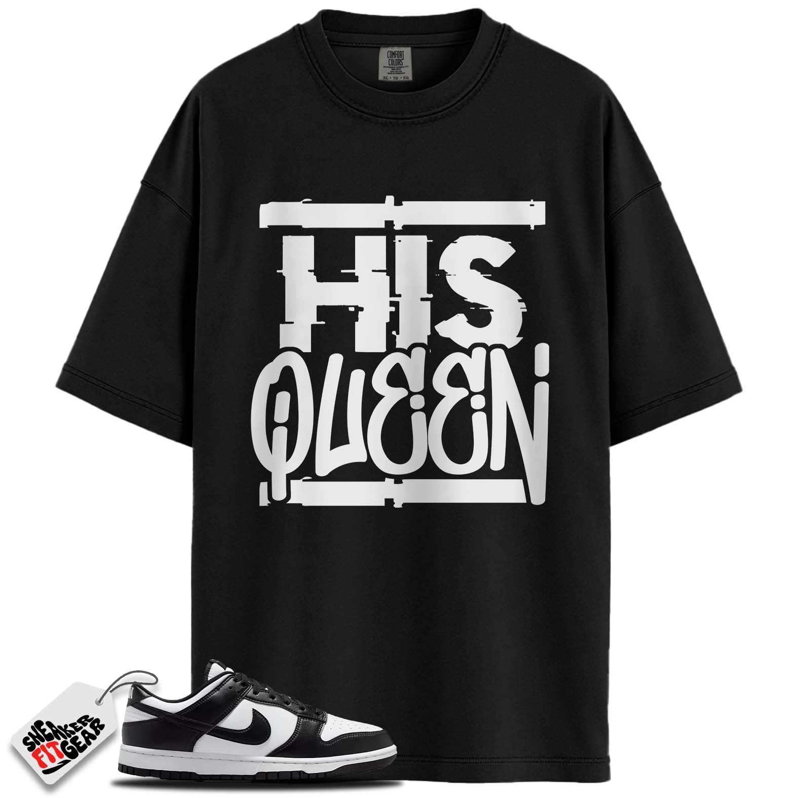Dunk Low Retro White Black Panda Match Shirts, HIS QUEEN To Match Dunk Low Retro White Black Panda Main image