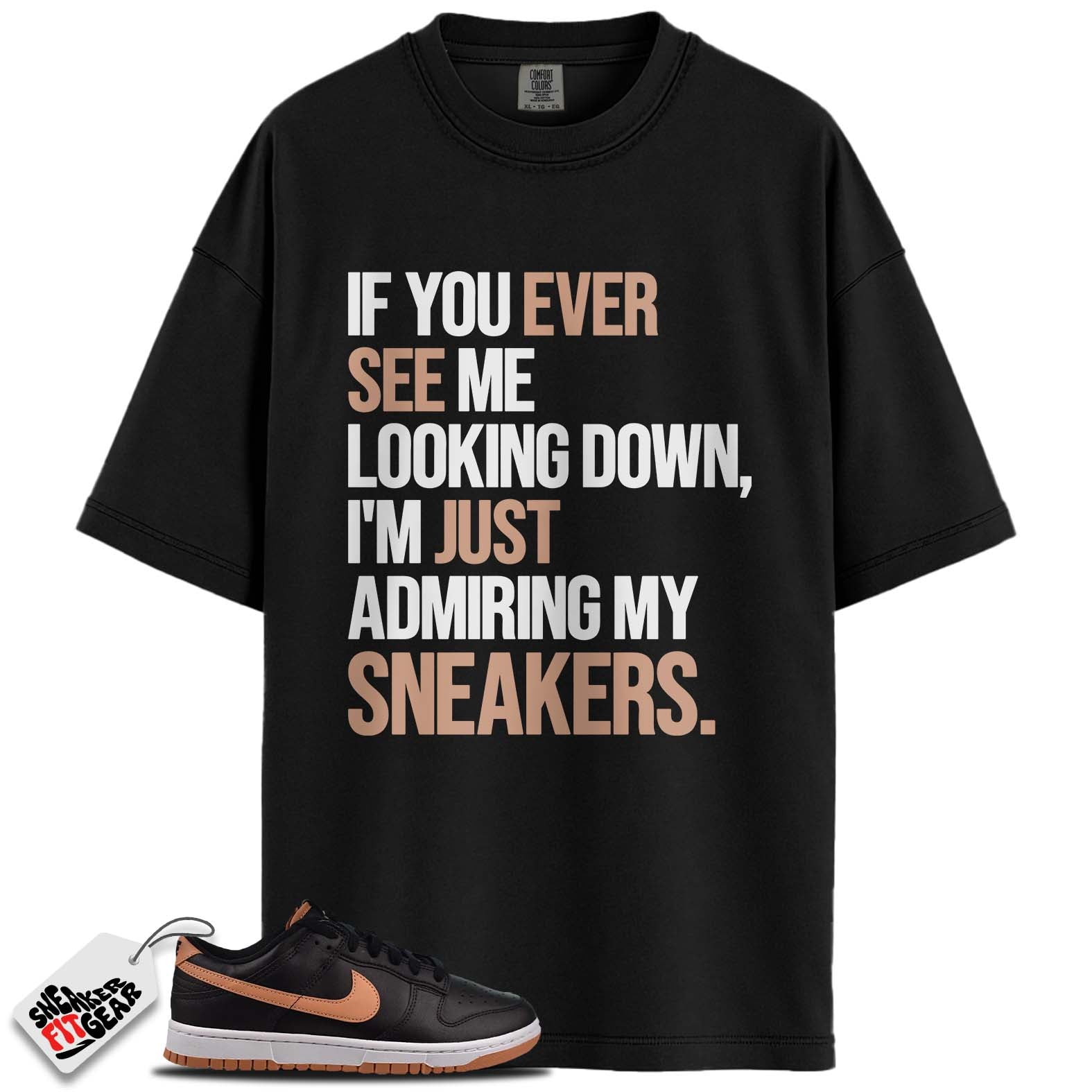 Dunk Low Black Amber Brown Match Shirts, ADMIRING MY SNEAKERS To Match Dunk Low Black Amber Brown