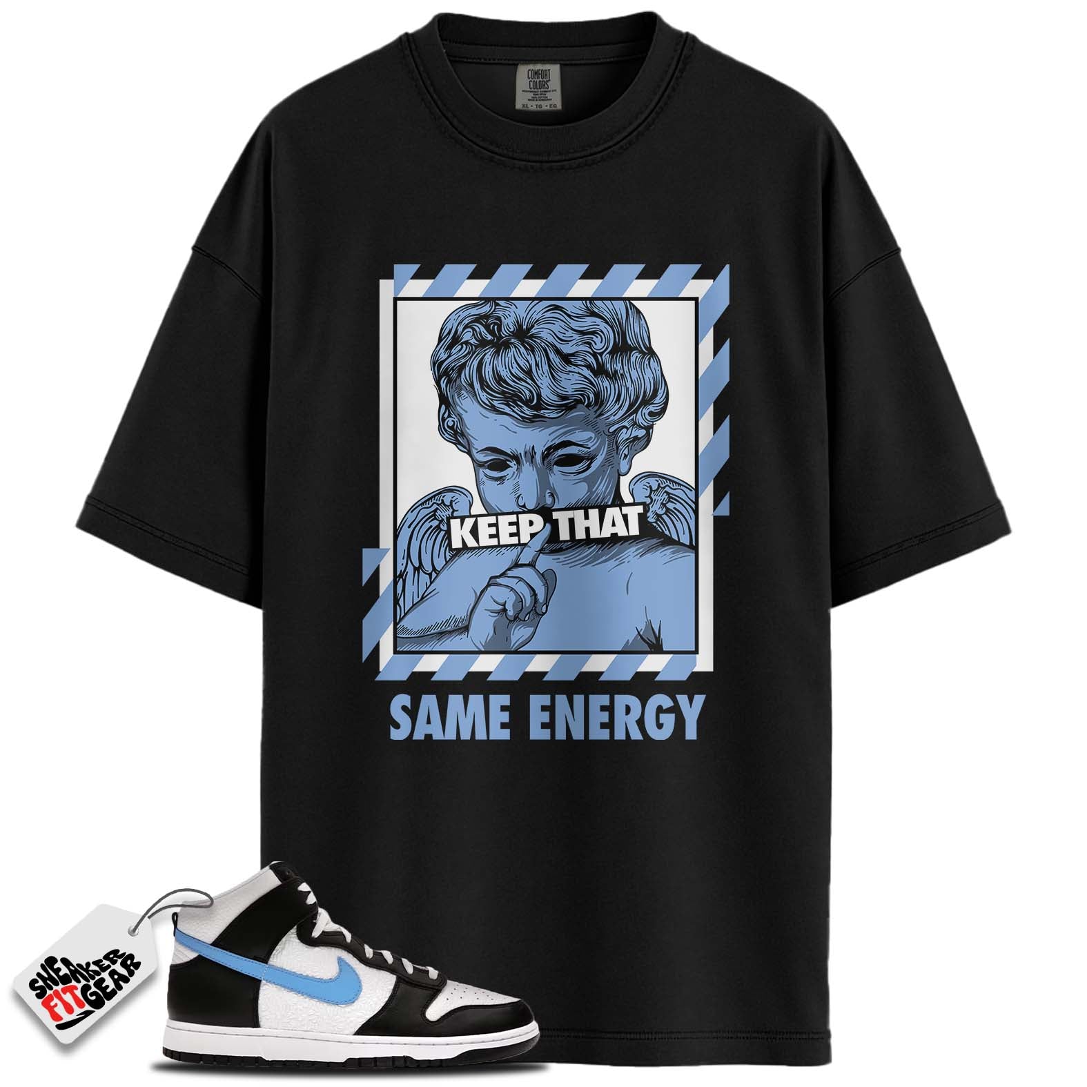 Dunk High Retro FLC Black University Blue White Match Shirts, SAME ENERGY To Match Dunk High Retro FLC Black University Blue White Main image